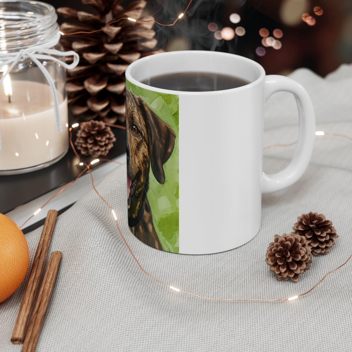 Treeing Tennessee Brindle Coffee Mug – Unique Dog Lover Gift – Artistic Dog Breed Design