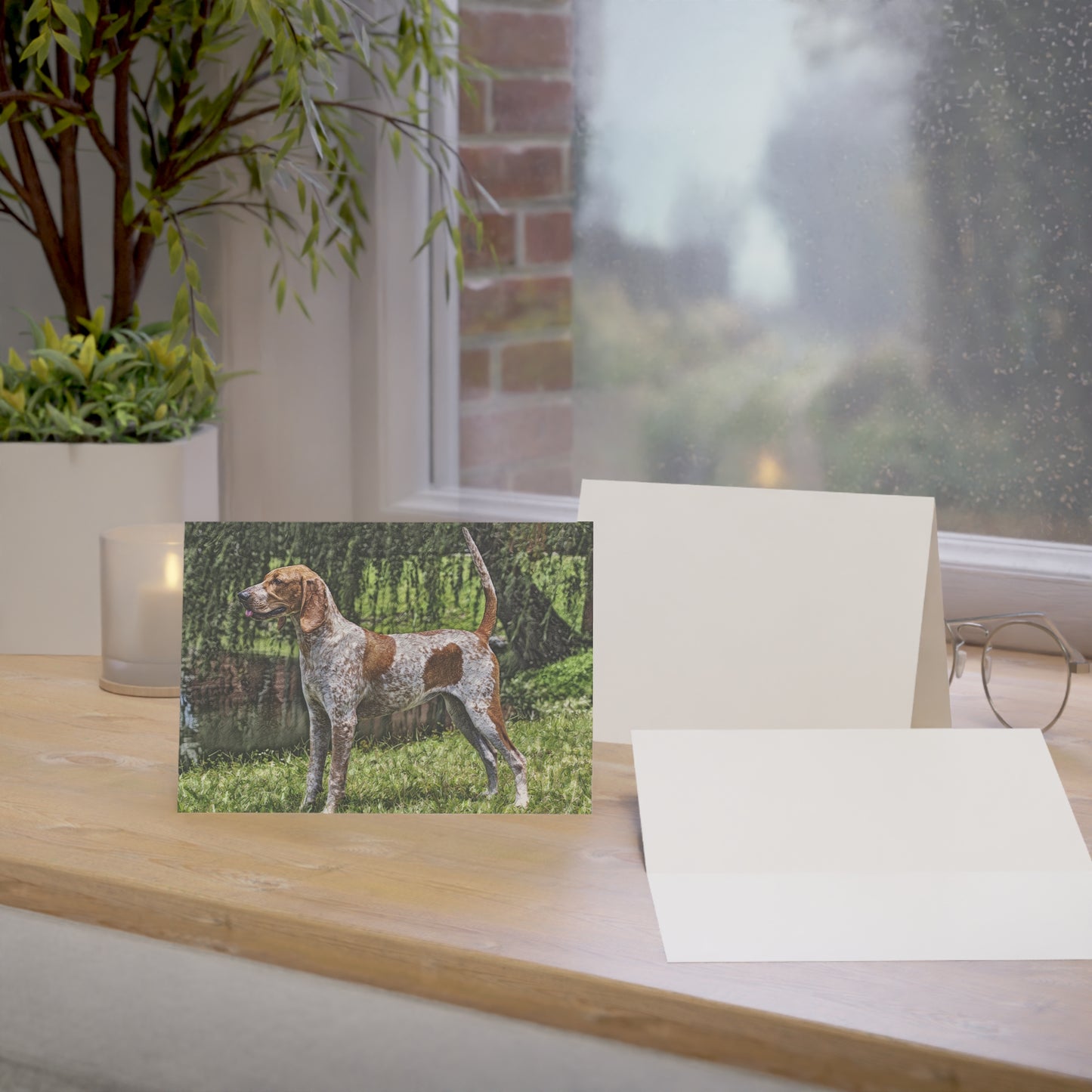 American English Coonhound Greeting Cards | Set of 10, 30, or 50 | Oil Painting Dog Art with Envelopes