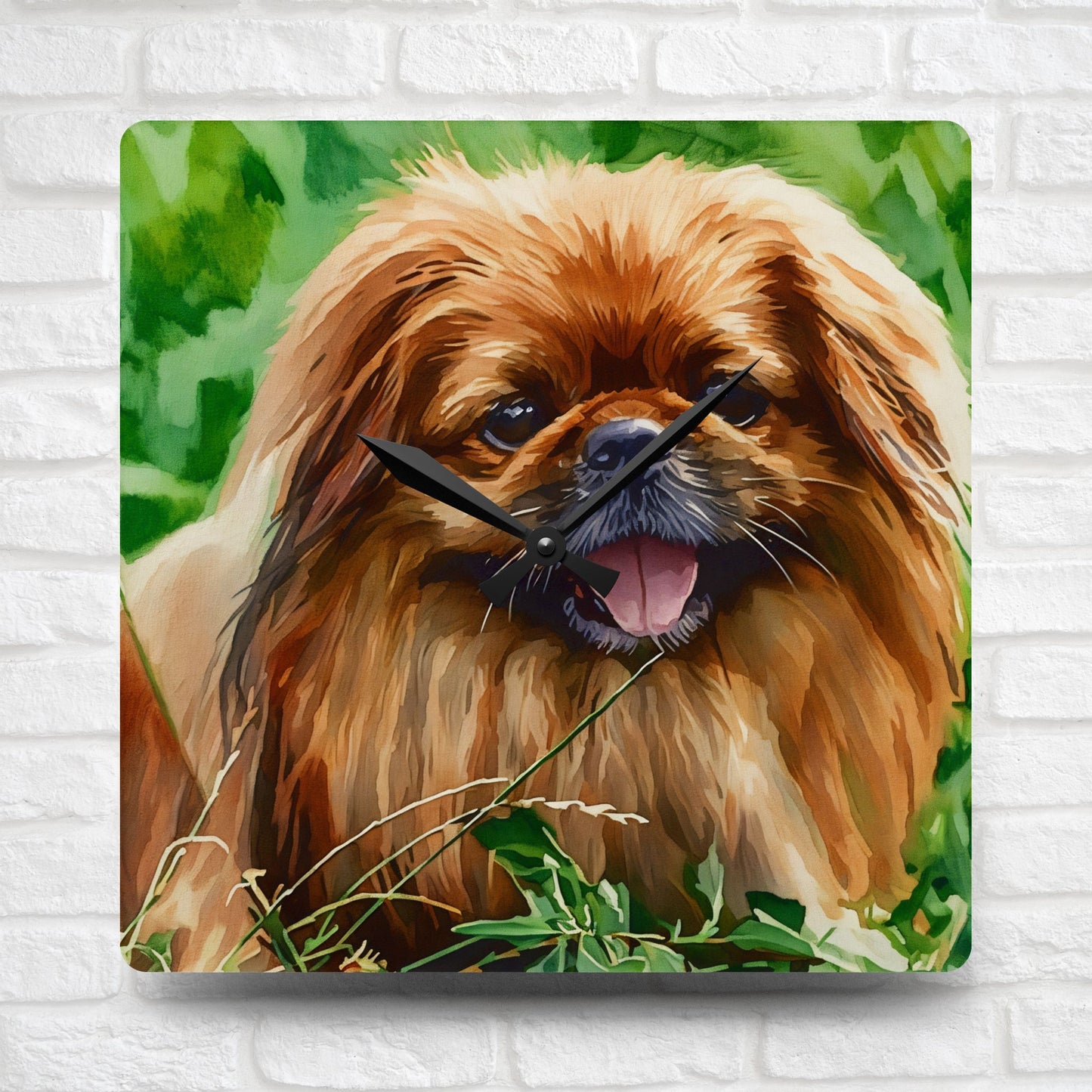 Pekingese Wall Clock – Royal Dog Lover Gift – Watercolor Pekingese Art