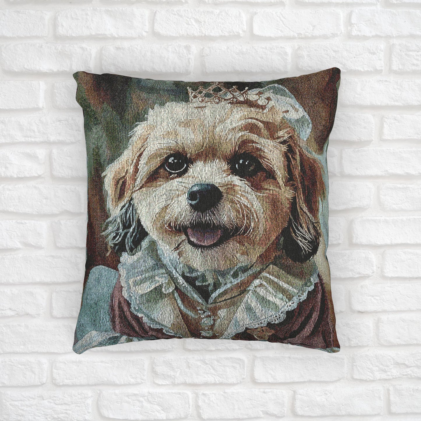 Shih-Poo Woven Pillow | Elegant Tapestry Dog Lover Gift