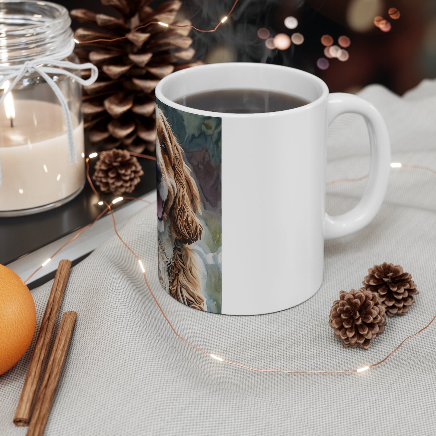 Cockapoo Coffee Mug – 11 oz Ceramic Dog Lover Gift with Cocker Spaniel & Poodle Watercolor Art