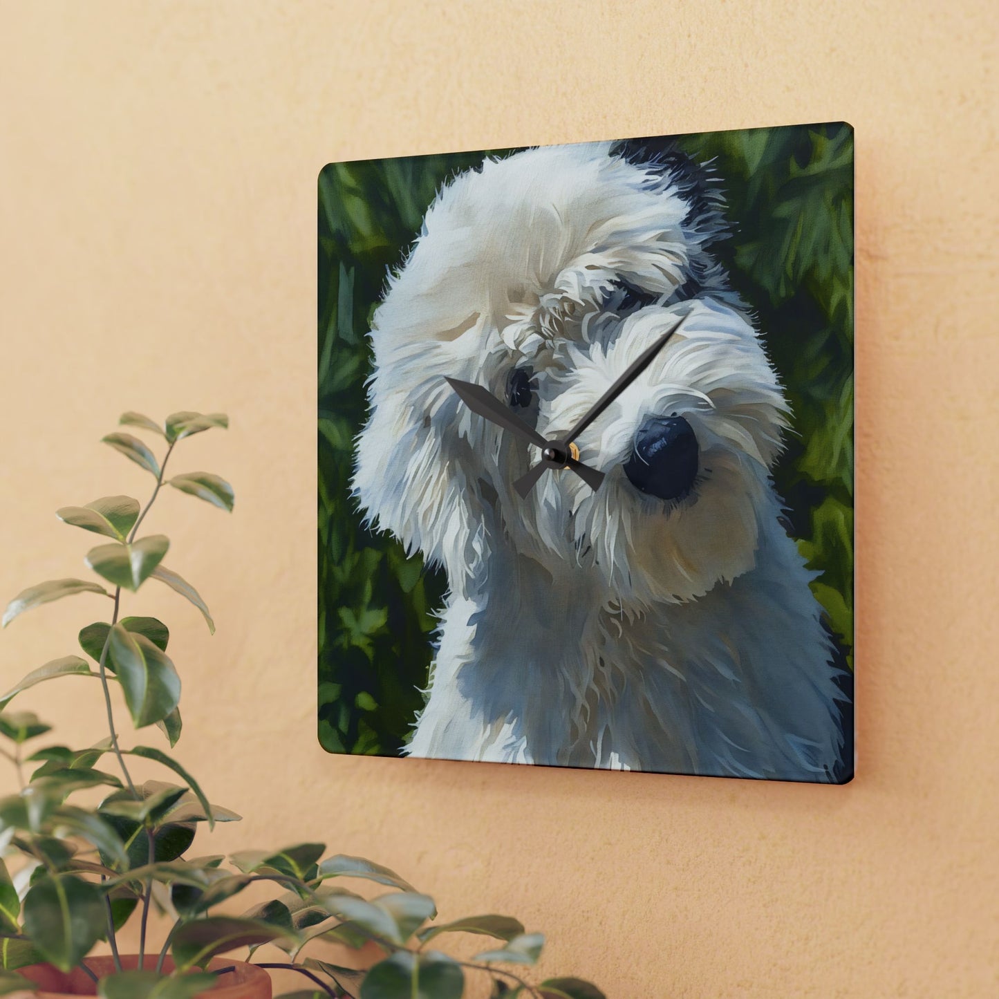 Old English Sheepdog Wall Clock – Gentle Giant Dog Lover Gift – Watercolor Old English Sheepdog Art