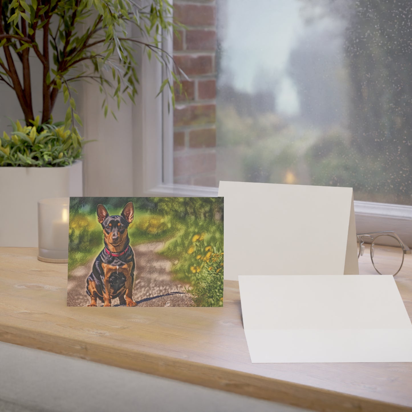 Miniature Pinscher Greeting Cards – Confident Dog Lover Stationery – Custom Min Pin Photo Art