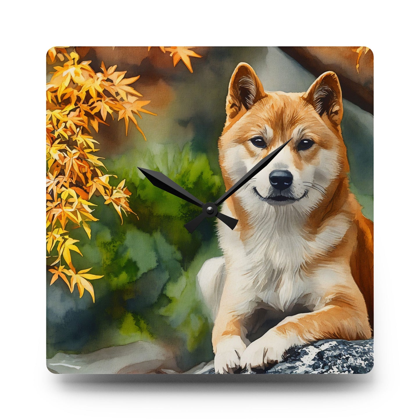 Shiba Inu Wall Clock – Adorable Dog Lover Gift – Watercolor Shiba Inu Art