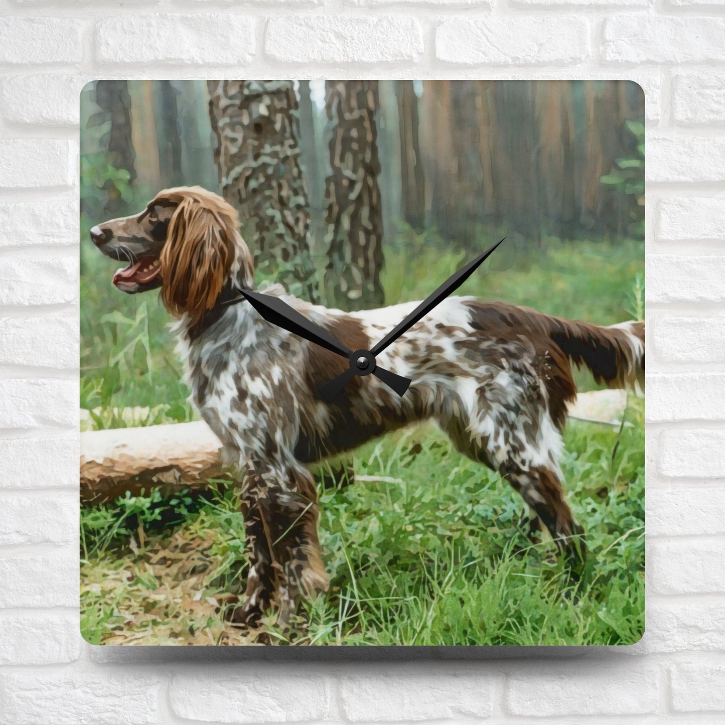 German Longhaired Pointer Wall Clock – Watercolor Dog Lover Gift