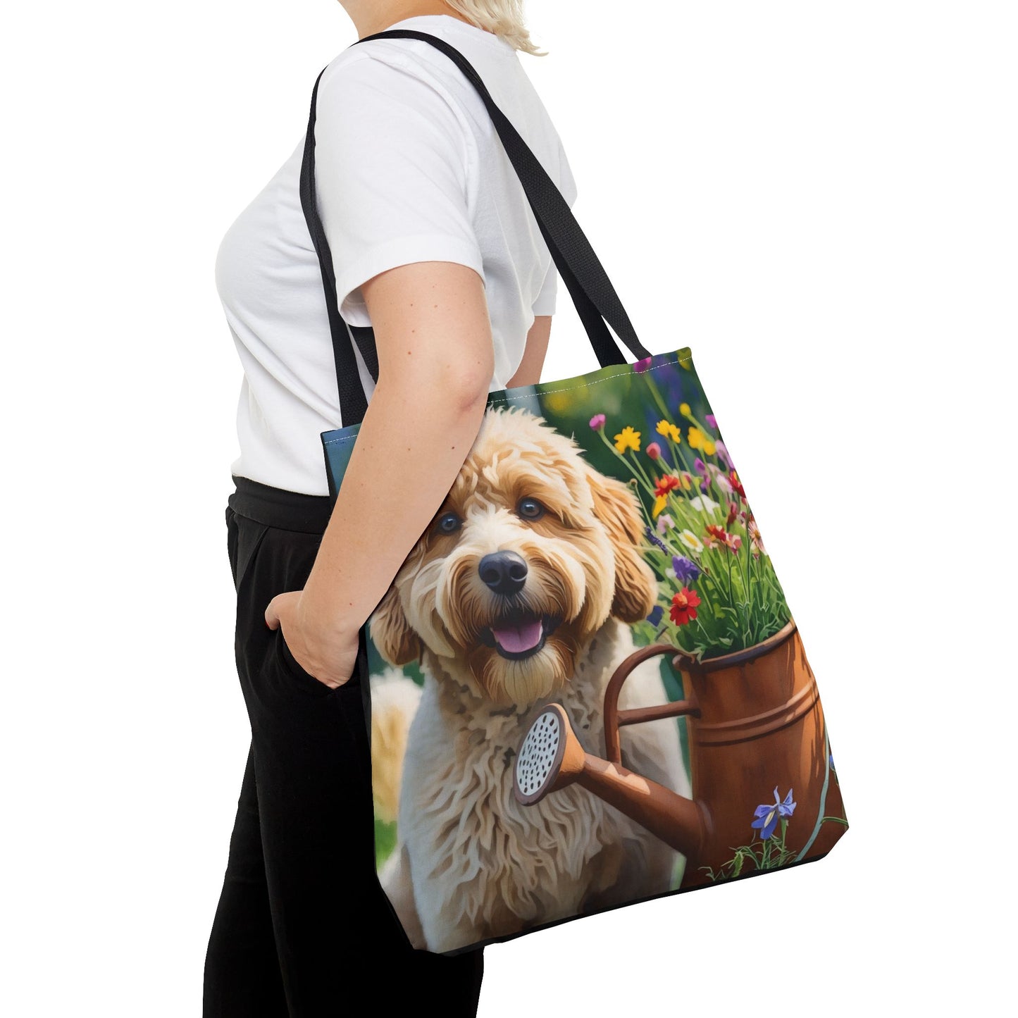 Whoodle Tote Bag – Stylish Reusable Bag with Soft-Coated Wheaten Terrier & Poodle Watercolor Art