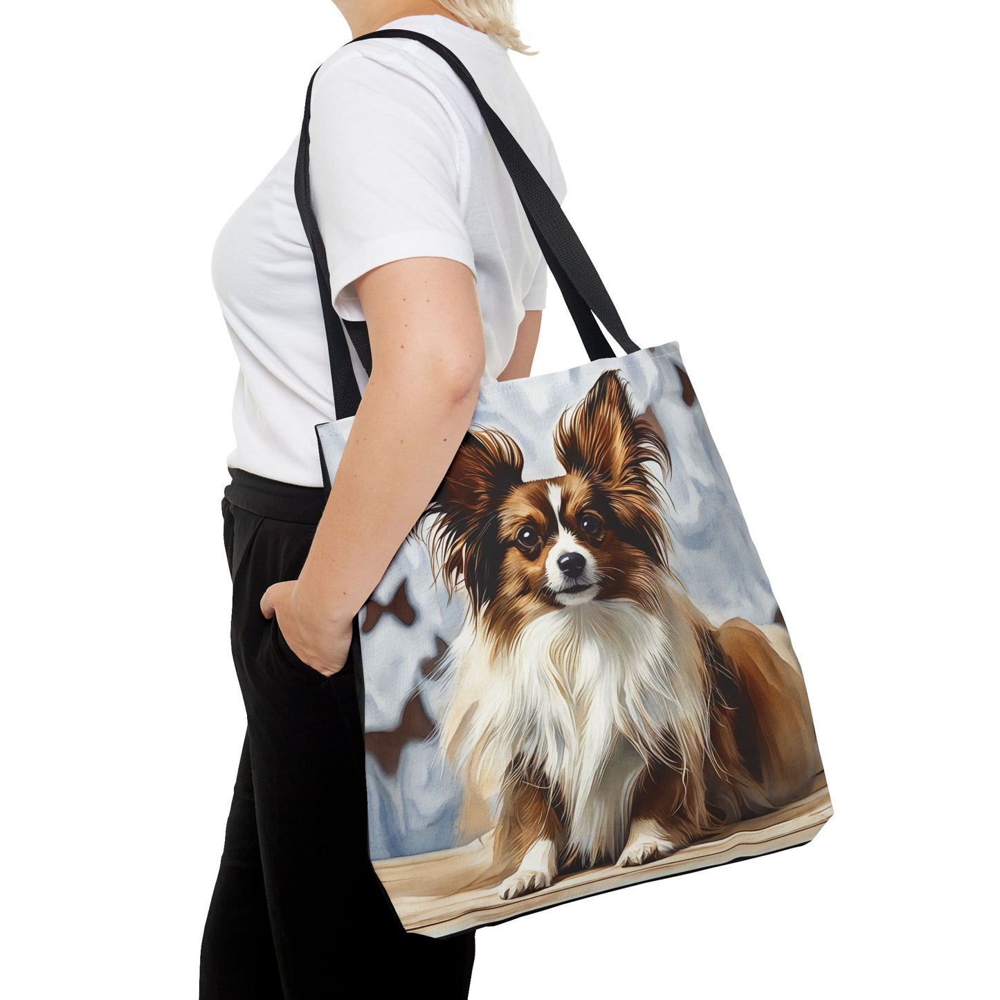 Papillon Tote Bag – Elegant Butterfly Dog Lover Gift – Watercolor Papillon Art