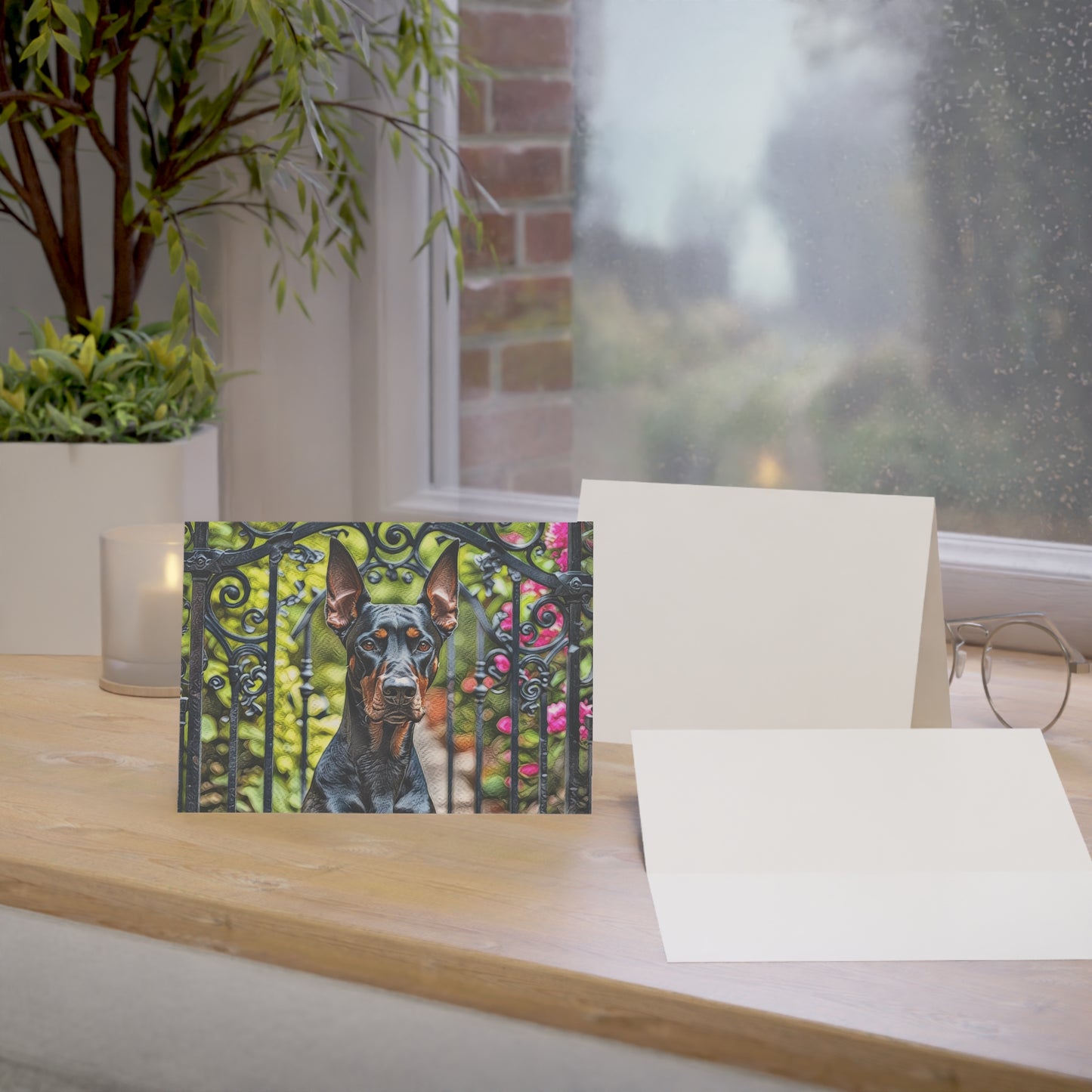 Doberman Greeting Card Set - Oil-Painted Dog Art | Blank Inside | Envelopes Included