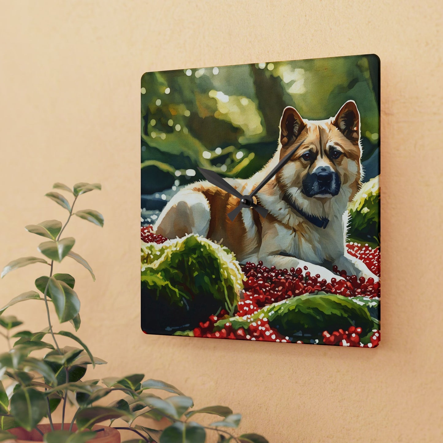 Akita Wall Clock | Loyal Dog Lover Gift | Watercolor Dog Art Home Décor