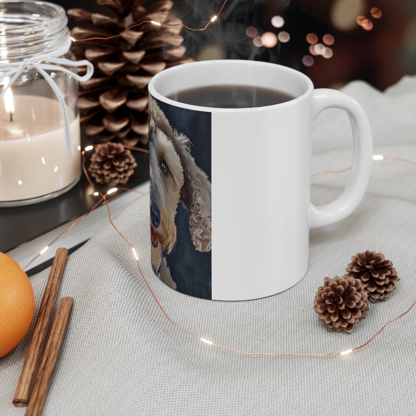 Bedlington Terrier Coffee Mug | Dog Lover Gift | Watercolor Bedlington Terrier Art | 11oz Ceramic Cup