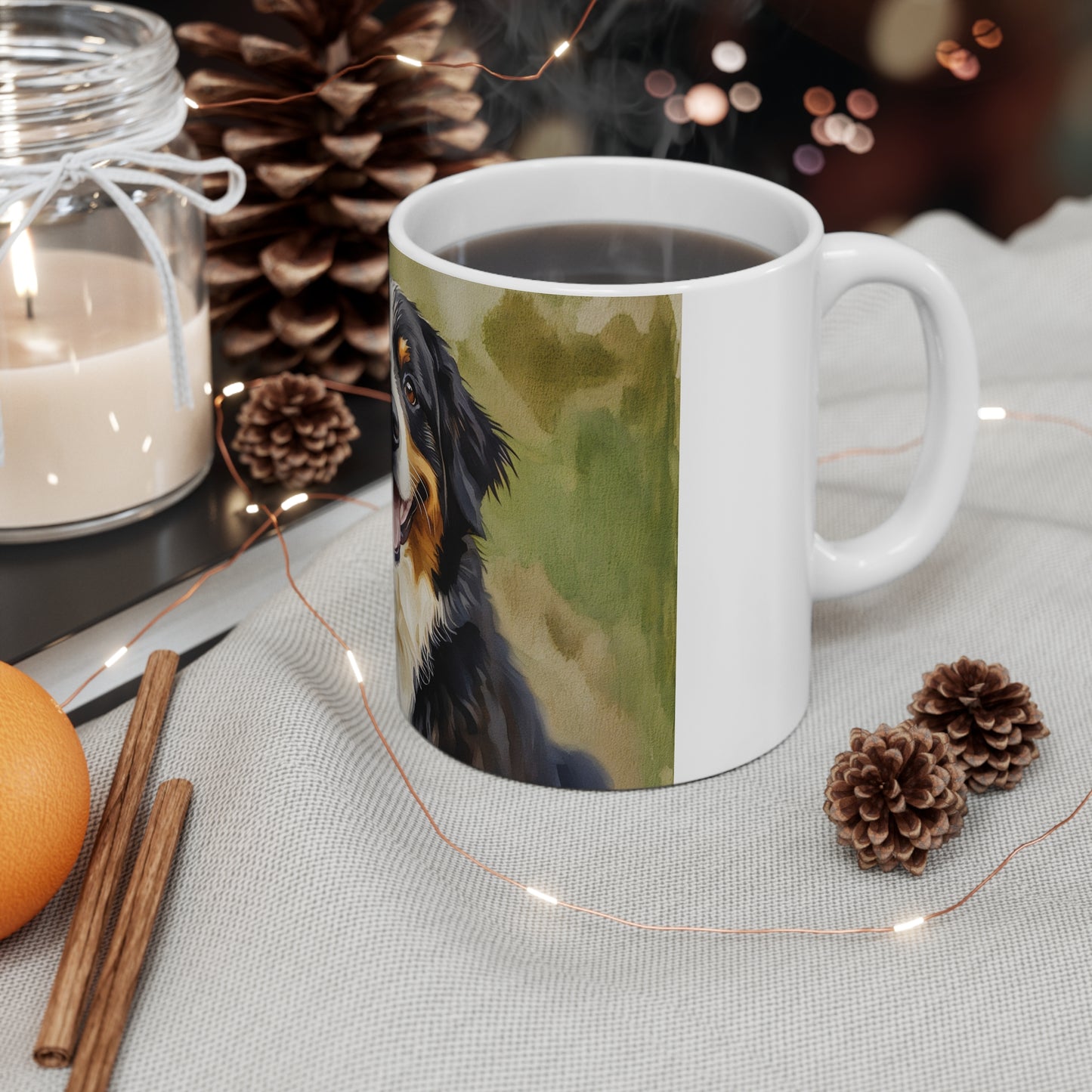 Bernese Mountain Dog Coffee Mug – Watercolor Dog Headshot | Gift for Dog Lovers