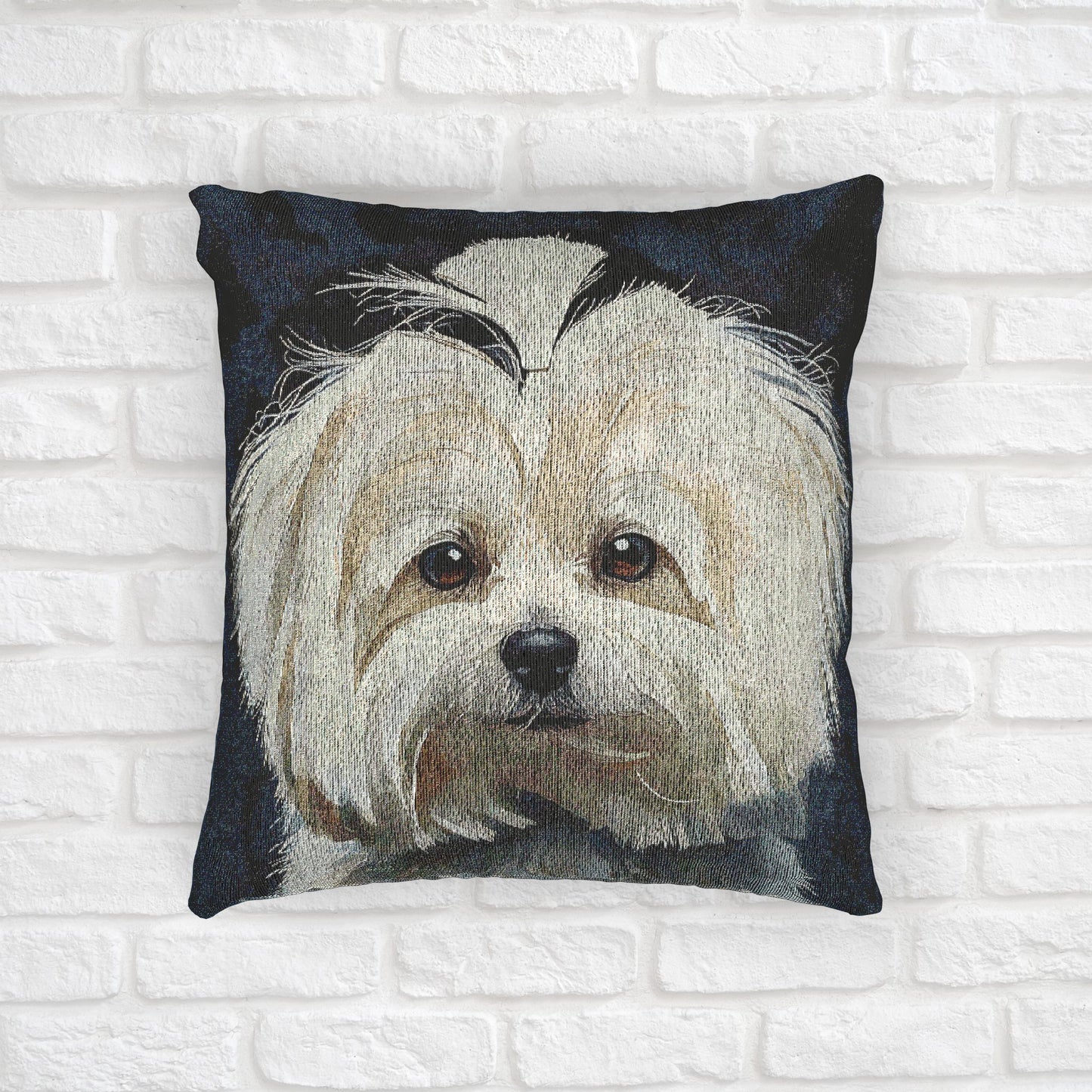 Maltese Decorative Pillow – Elegant Dog Lover Home Décor – Woven 17"x18" Accent Pillow