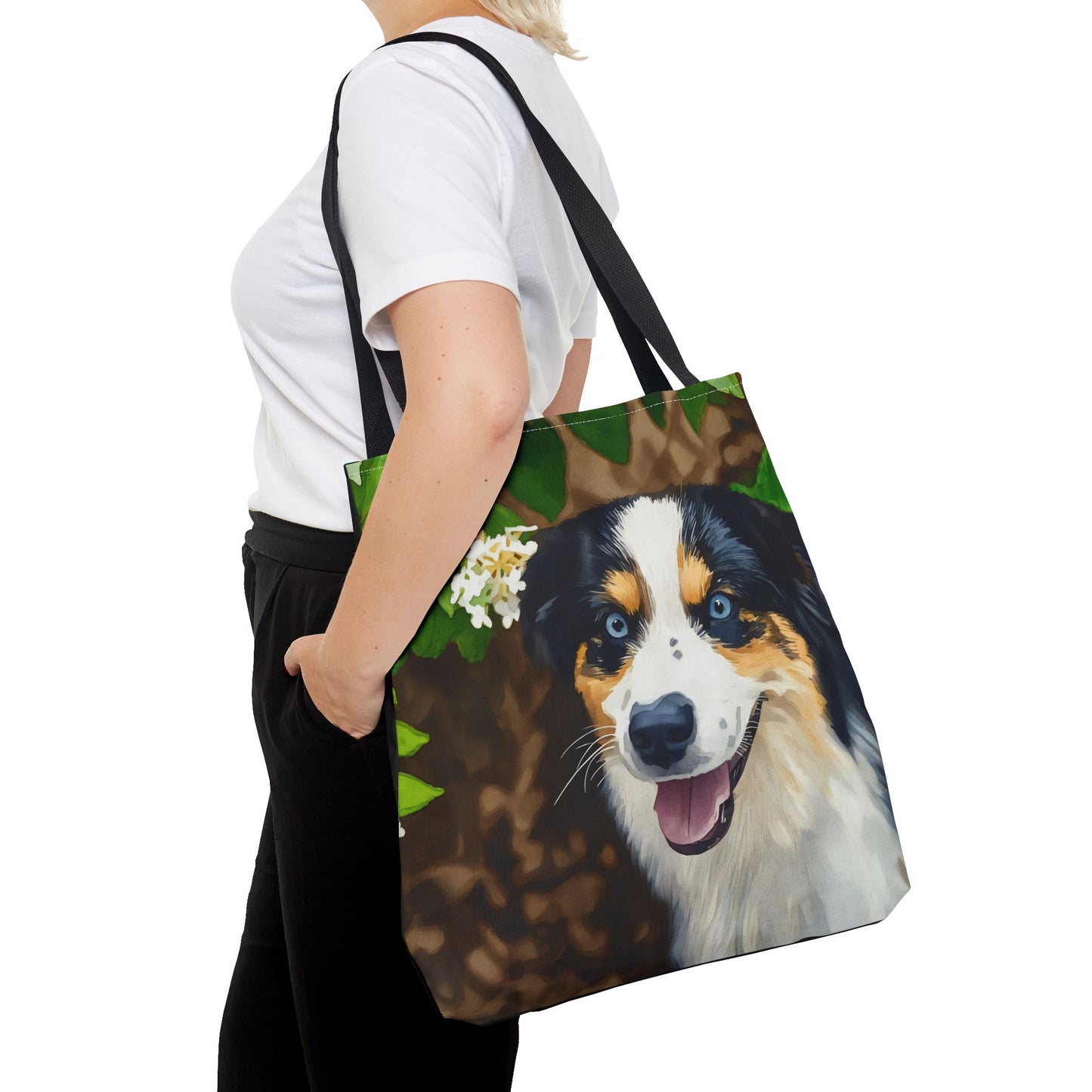 Miniature American Shepherd Tote Bag – Energetic Dog Lover Gift – Watercolor Mini American Shepherd Art