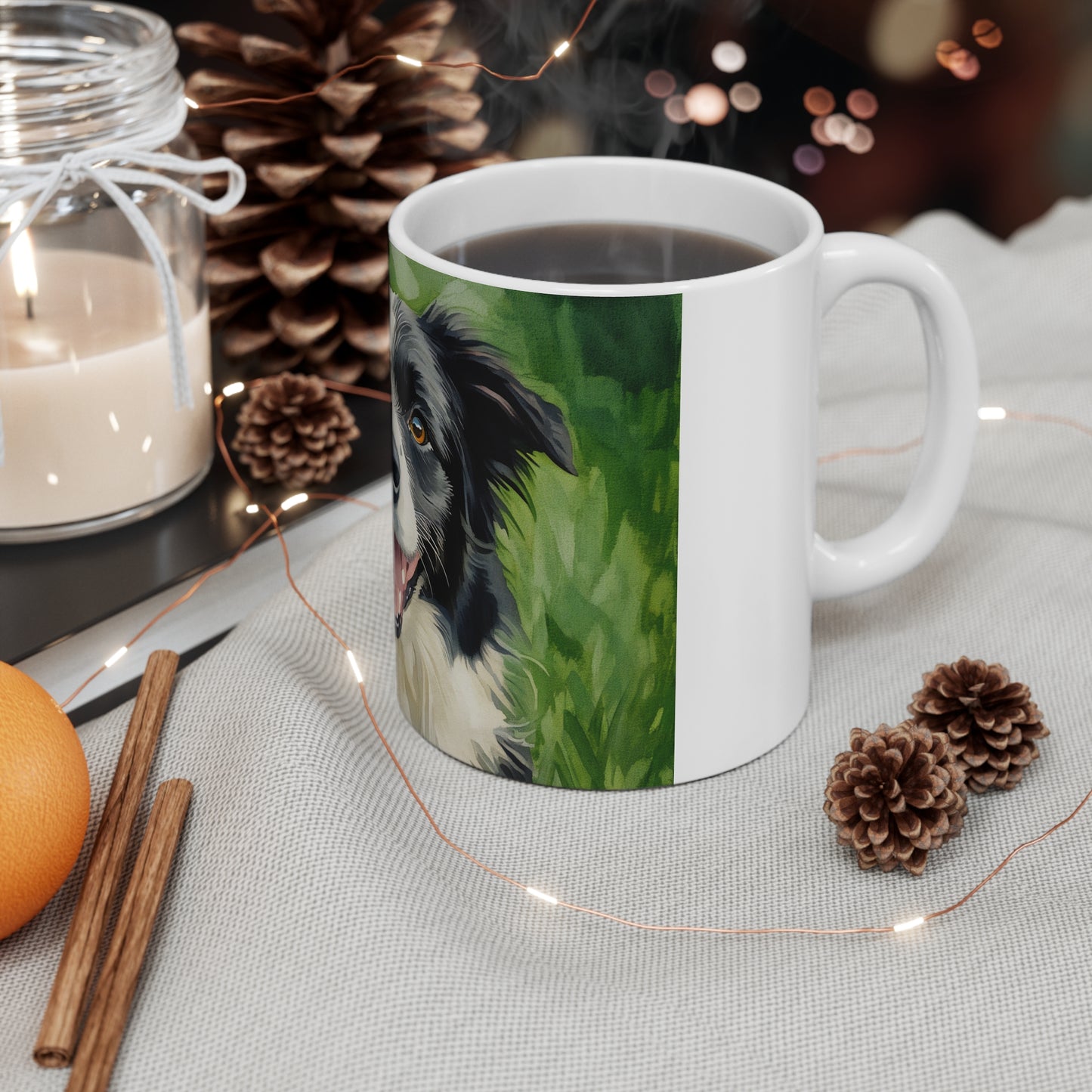 Border Collie Coffee Mug – Watercolor Dog Headshot | Gift for Dog Lovers