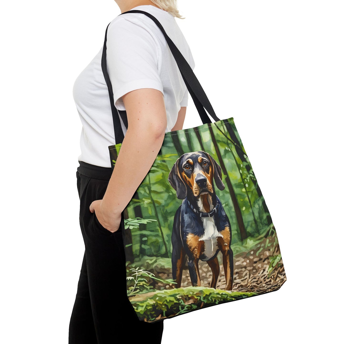Black and Tan Coonhound Tote Bag | Dog Lover Gift | Durable Reusable Bag with Coonhound Art