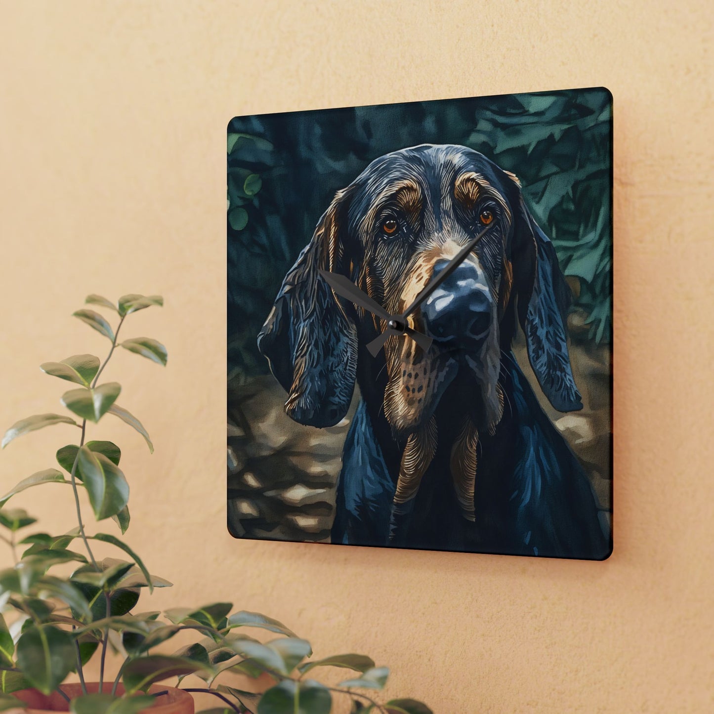 Bloodhound Wall Clock | Dog Lover Gift | Decorative Acrylic Clock with Noble Hound Art