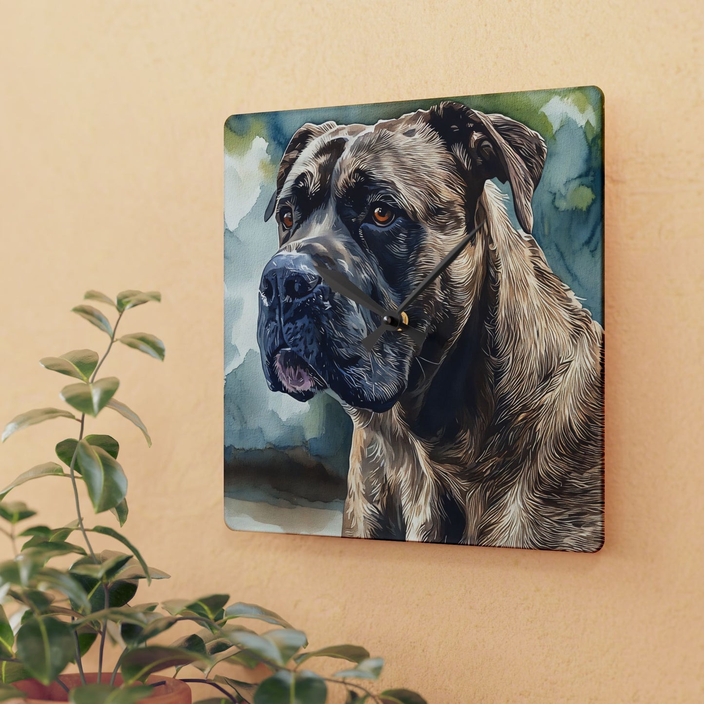 Presa Canario Wall Clock – Strong Dog Lover Home Décor – Watercolor Presa Canario Art