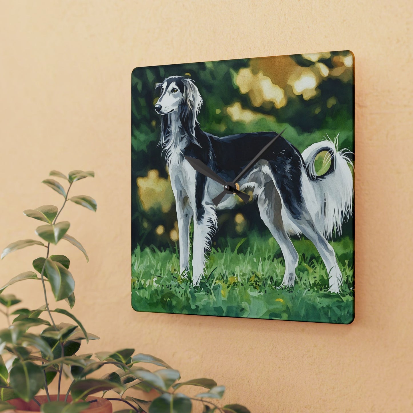 Saluki Wall Clock – Elegant Dog Lover Gift – Watercolor Saluki Art