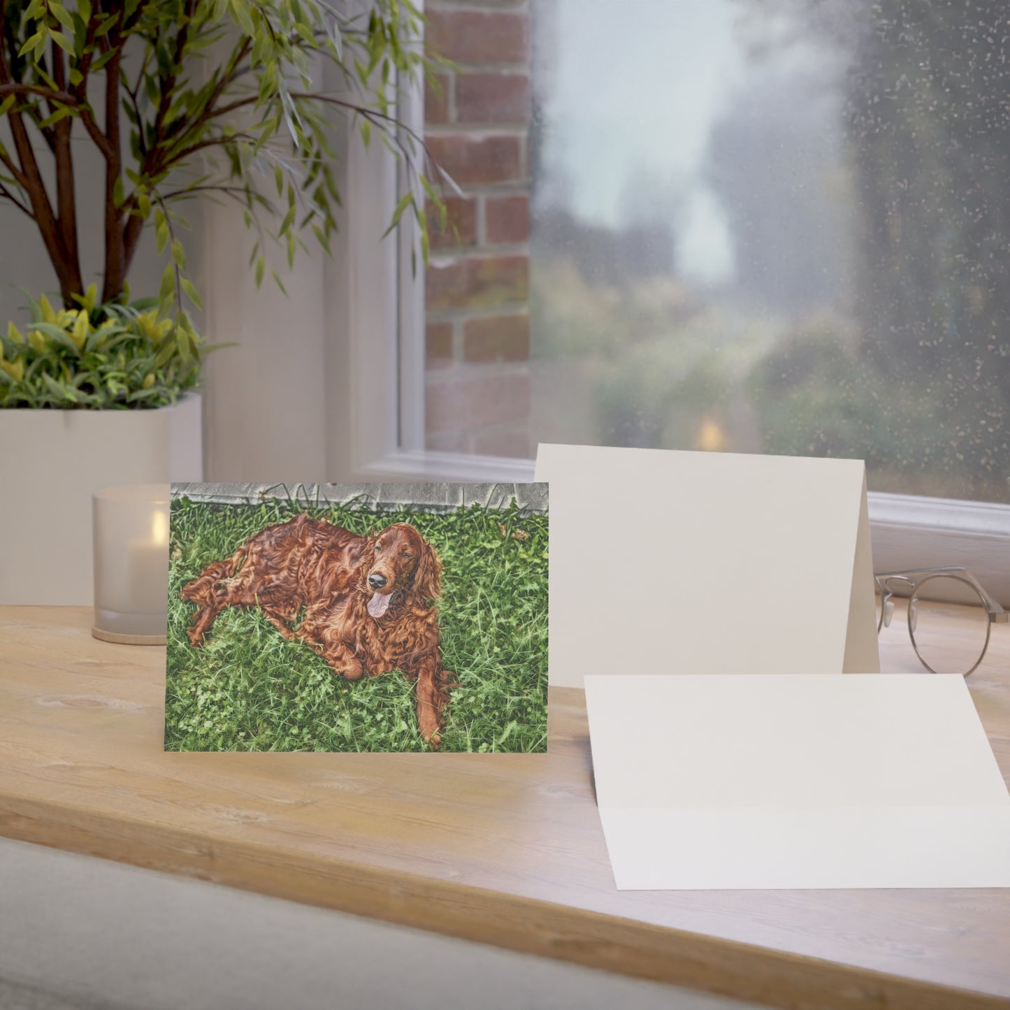 Irish Setter Greeting Card Set | Graceful Red Dog 5″x7″ Blank Cards with Envelopes