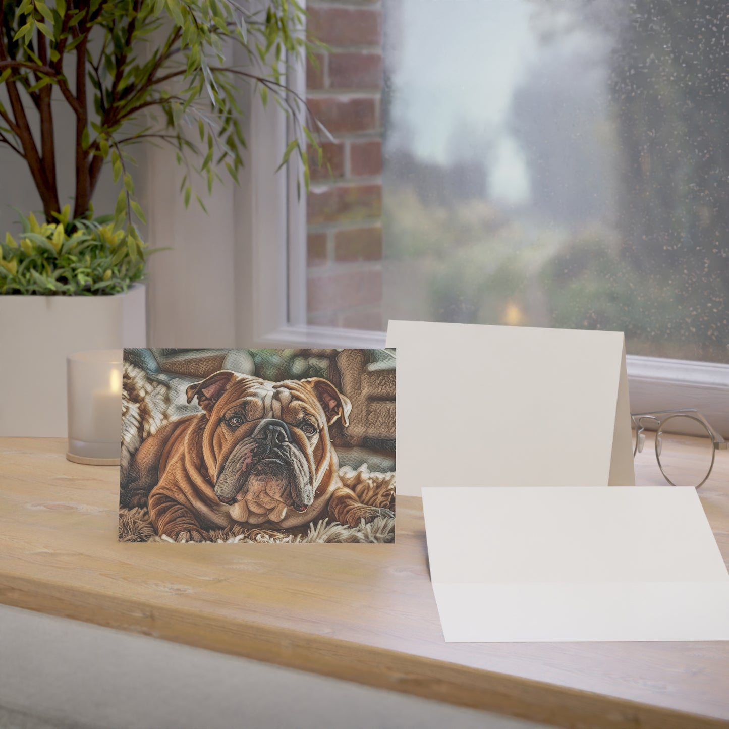 Bulldog Greeting Card Set - Oil-Painted Dog Art | Blank Inside | Envelopes Included