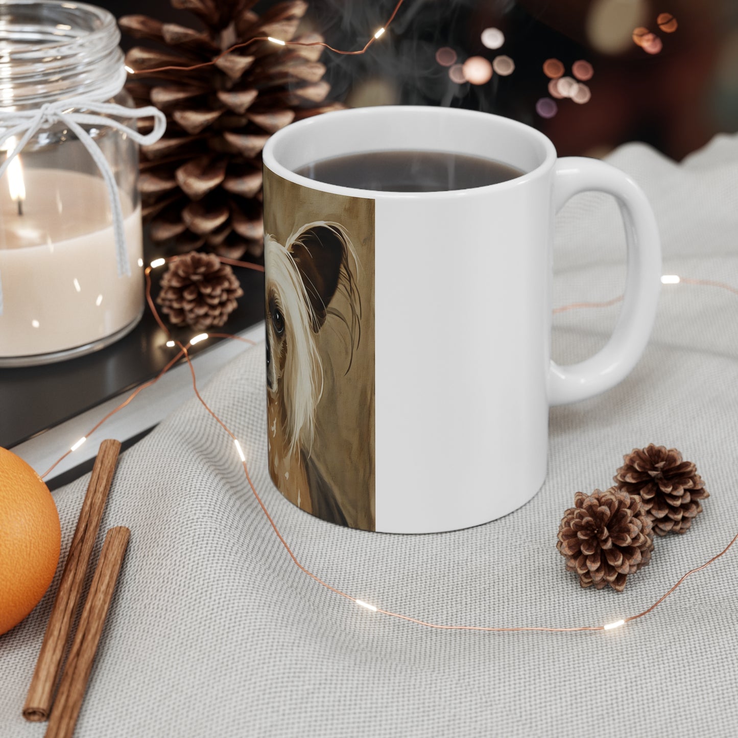 Chinese Crested Coffee Mug | Dog Lover Gift | Elegant Ceramic Mug with Chinese Crested Dog Art
