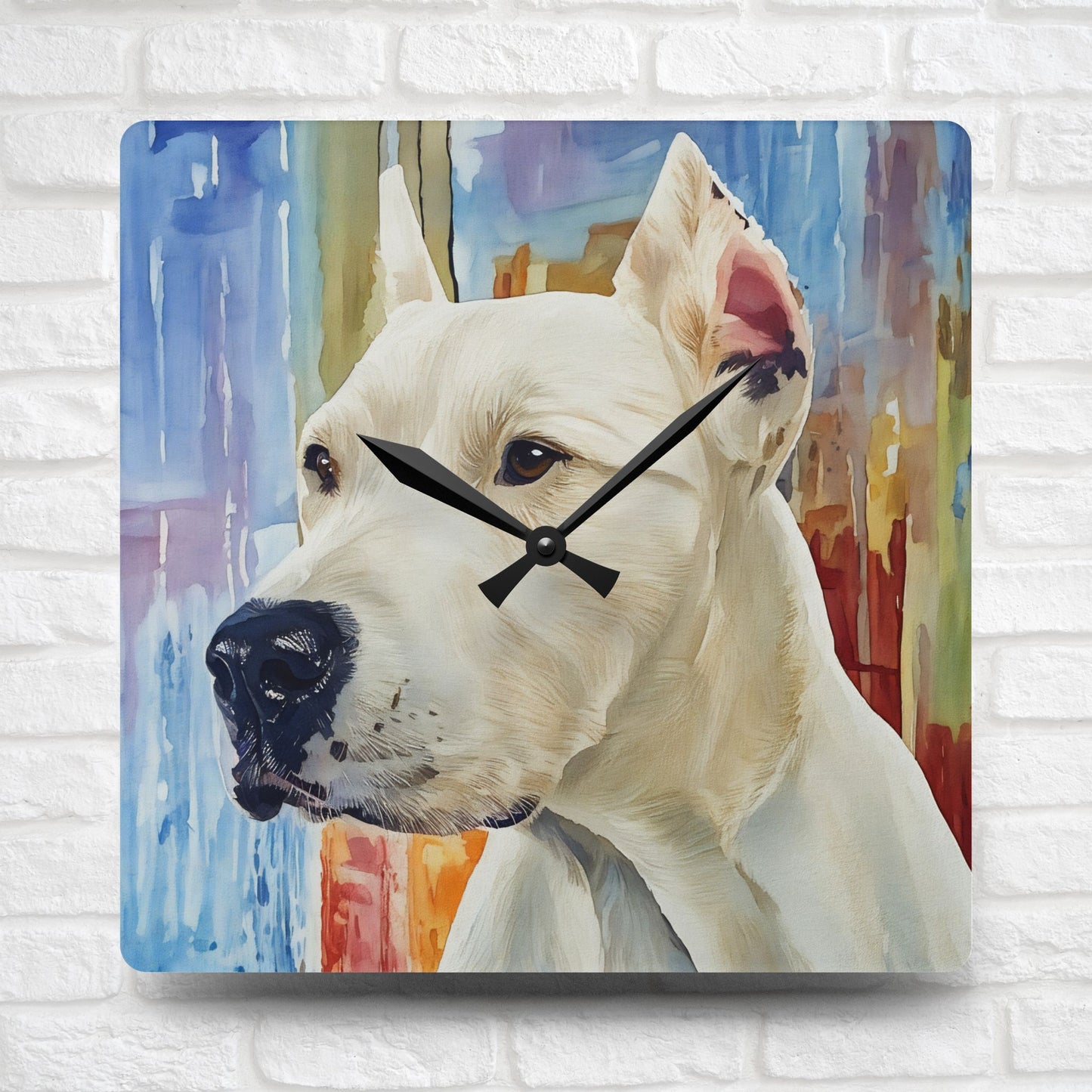 Watercolor Dogo Argentino Wall Clock | Acrylic Dog Lover Home Décor
