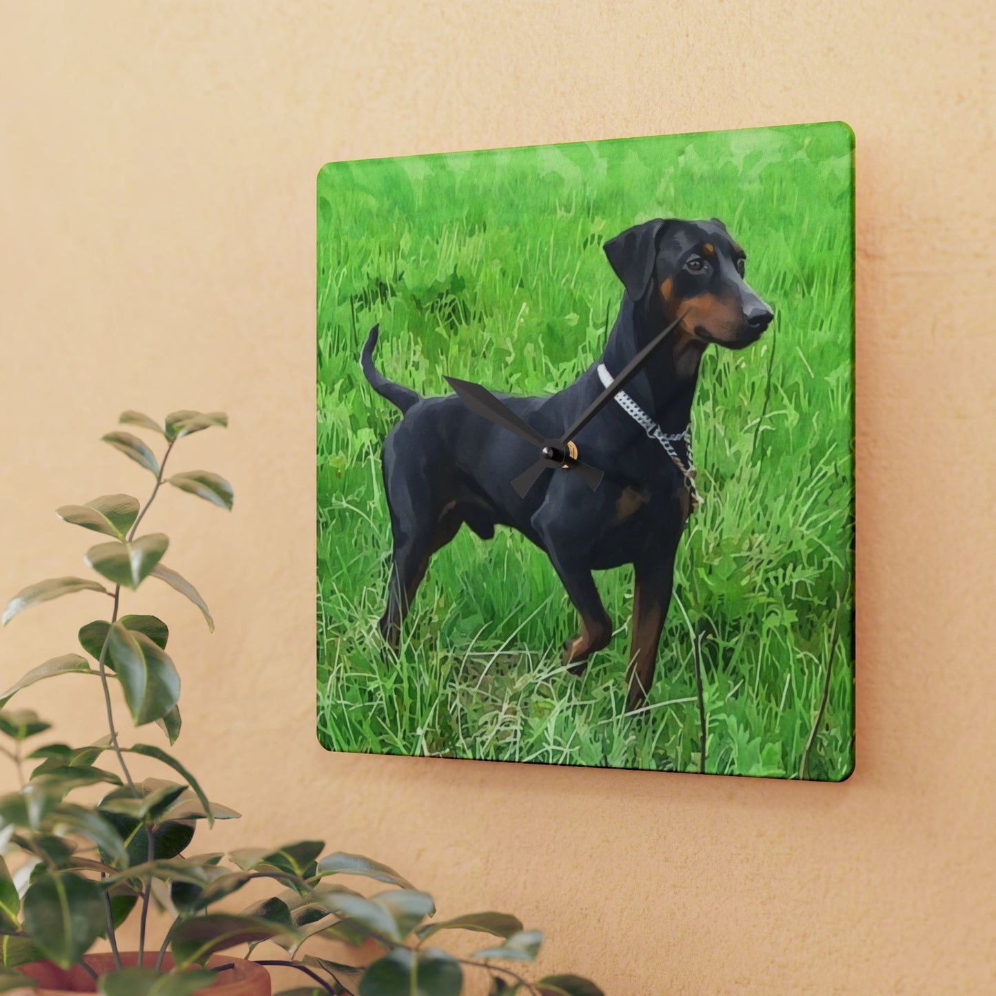 German Pinscher Wall Clock – Watercolor Dog Art Home Décor