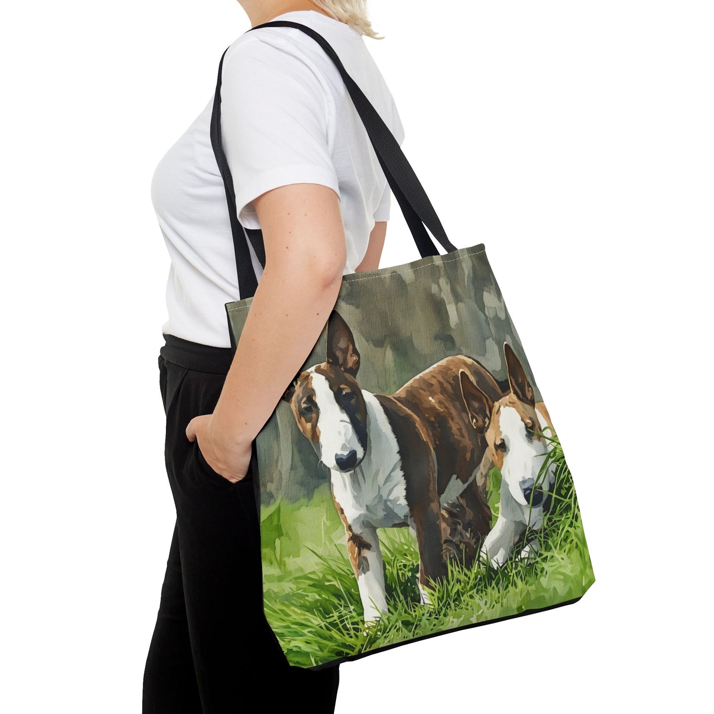 Miniature Bull Terrier Tote Bag – Bold Dog Lover Gift – Watercolor Miniature Bull Terrier Art