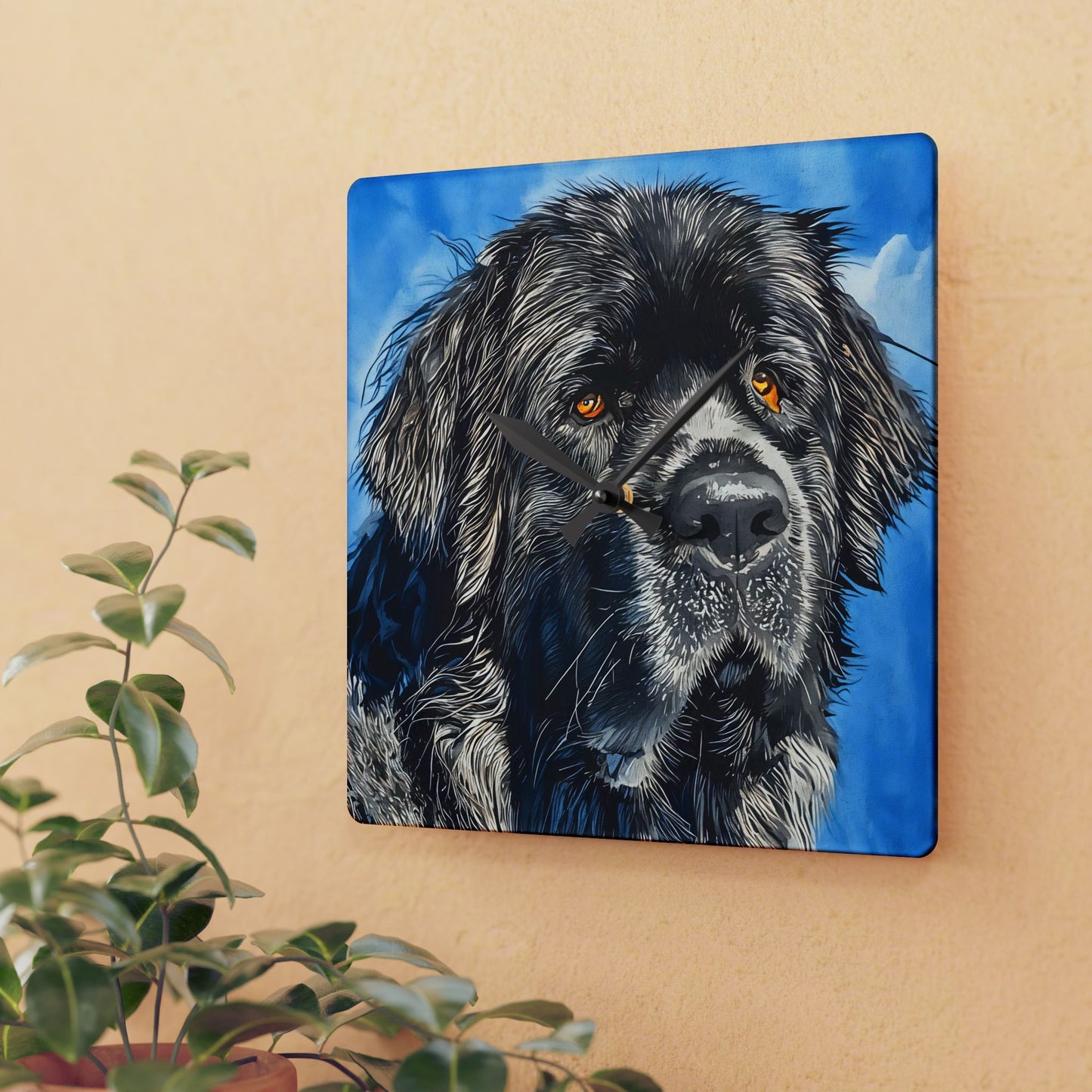 Newfoundland Wall Clock – Gentle Giant Home Décor – Watercolor Newfoundland Art