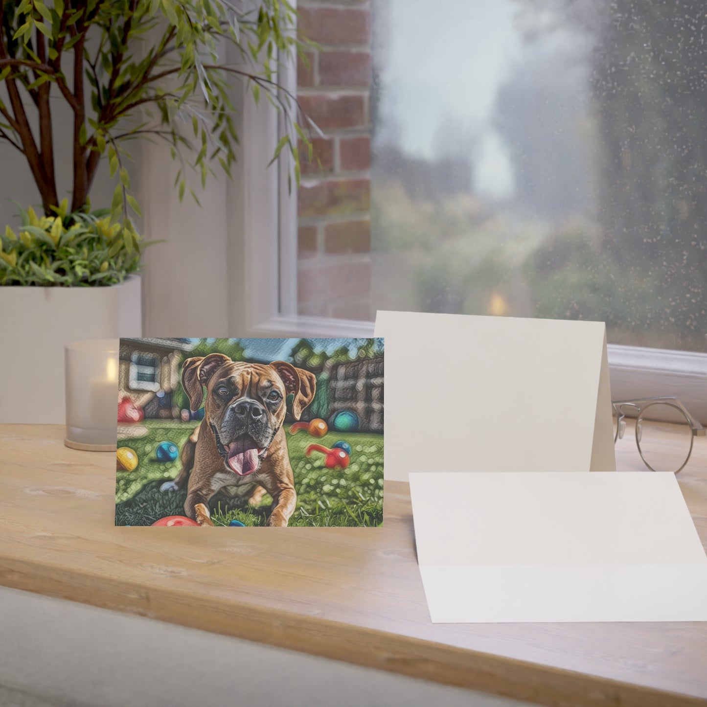 Boxer Greeting Card Set - Oil-Painted Dog Art | Blank Inside | Envelopes Included