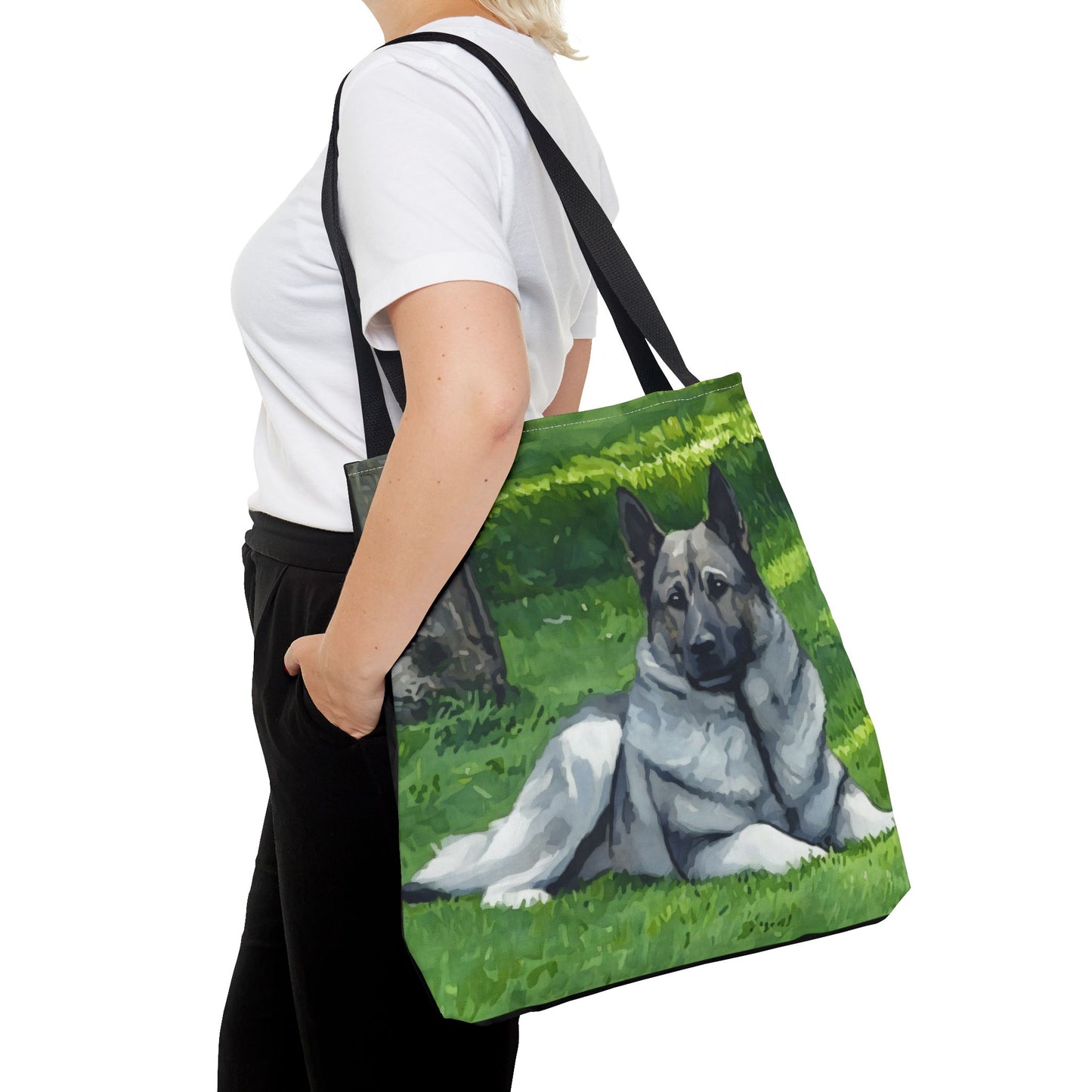 Norwegian Elkhound Tote Bag – Loyal Nordic Dog Lover Gift – Watercolor Norwegian Elkhound Art