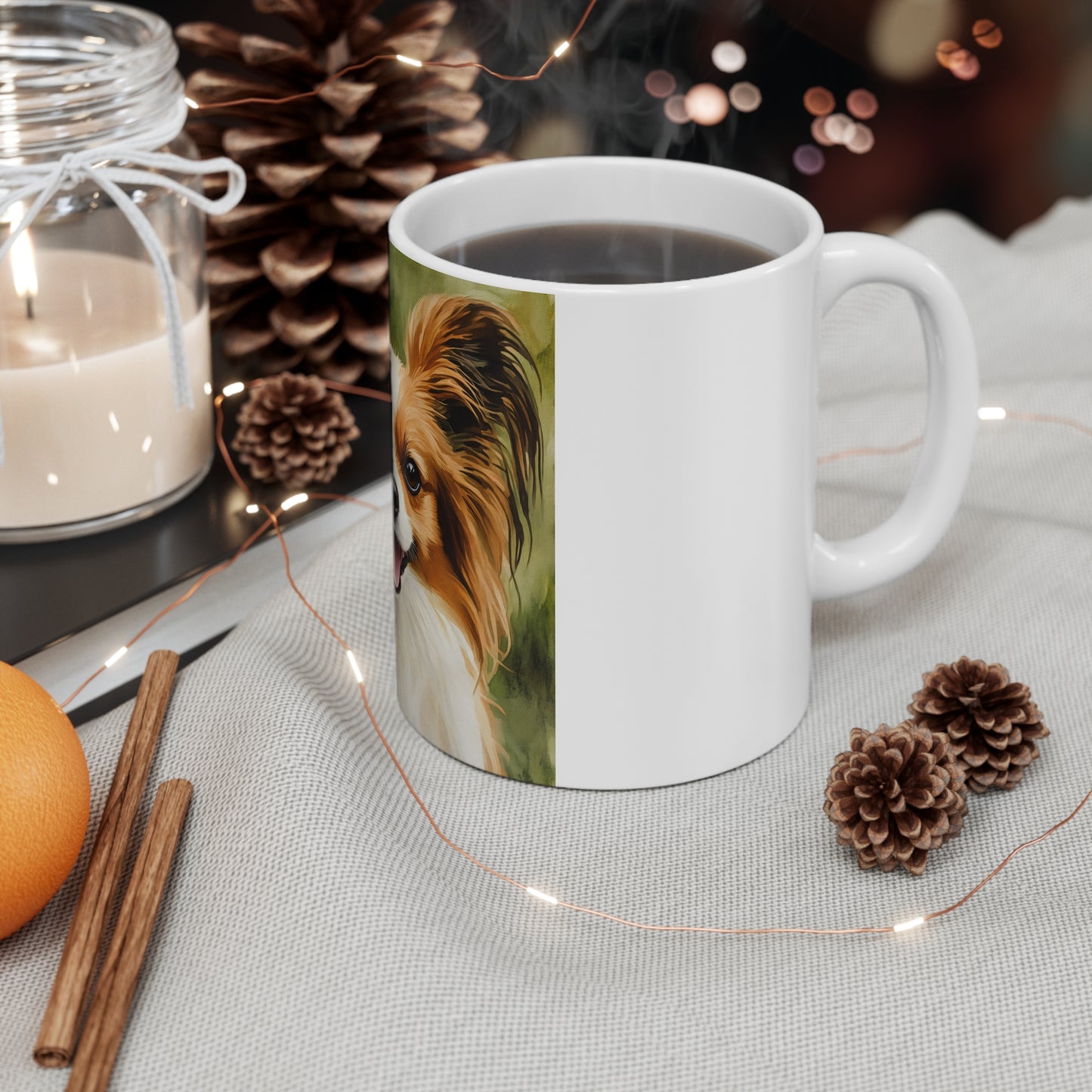 Papillon Coffee Mug – Elegant Butterfly Dog Lover Gift – Watercolor Papillon Art