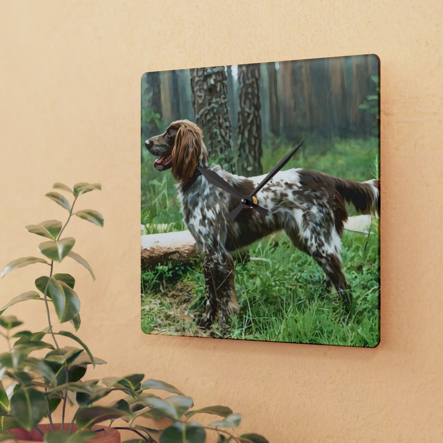 German Longhaired Pointer Wall Clock – Watercolor Dog Lover Gift