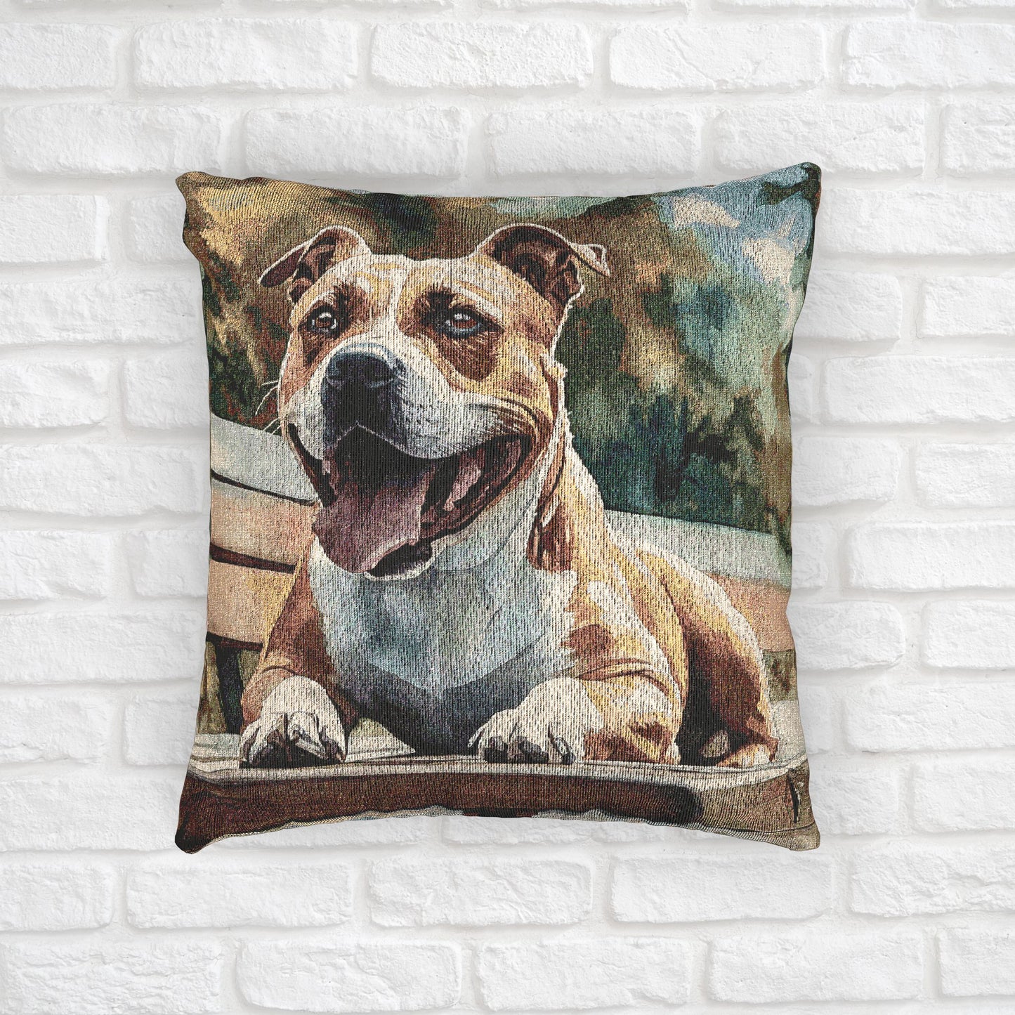 American Staffordshire Terrier Woven Pillow | AmStaff Dog Lover Gift | Decorative Throw Pillow with Breed Art