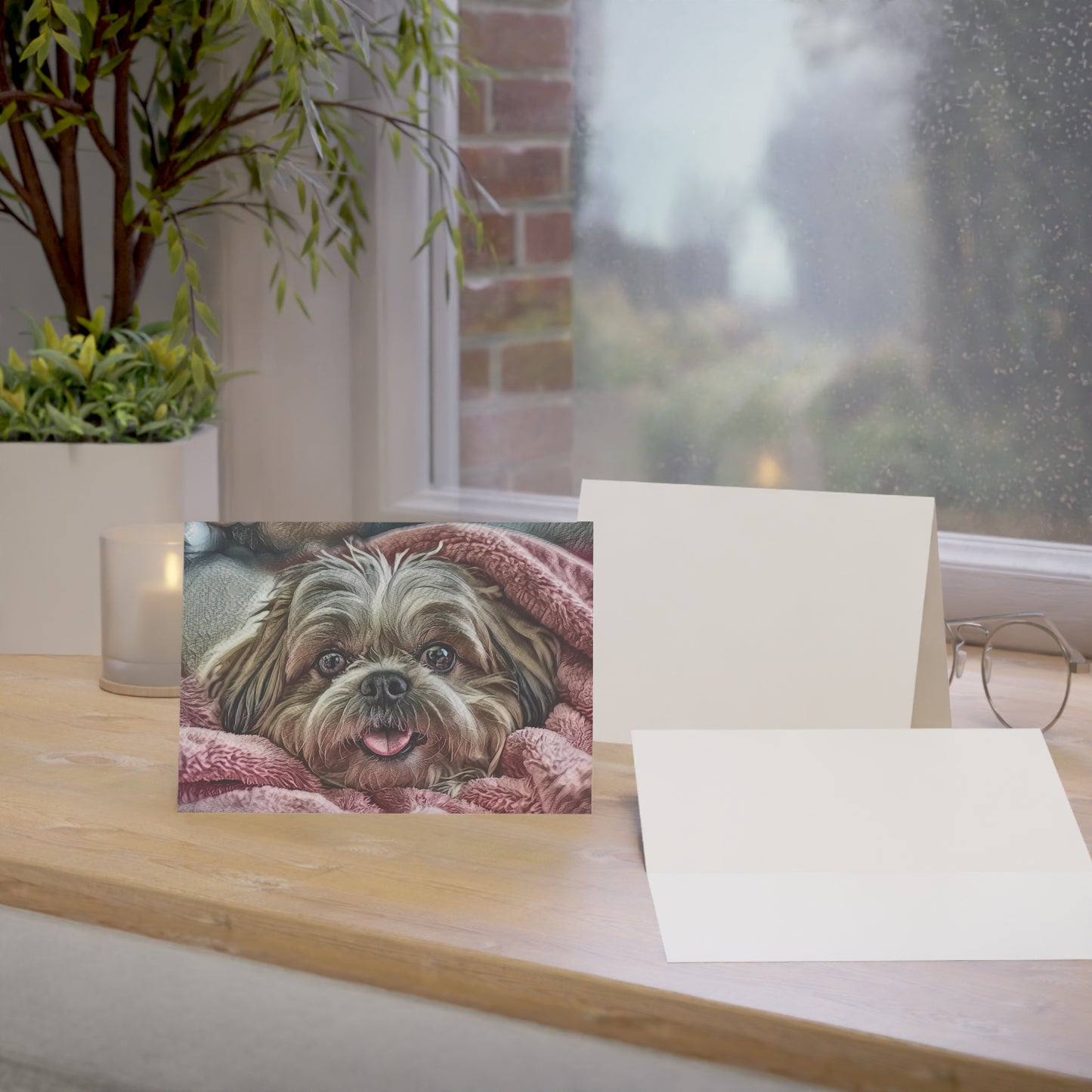Shih Tzu Greeting Card Set - Oil-Painted Dog Art | Blank Inside | Envelopes Included