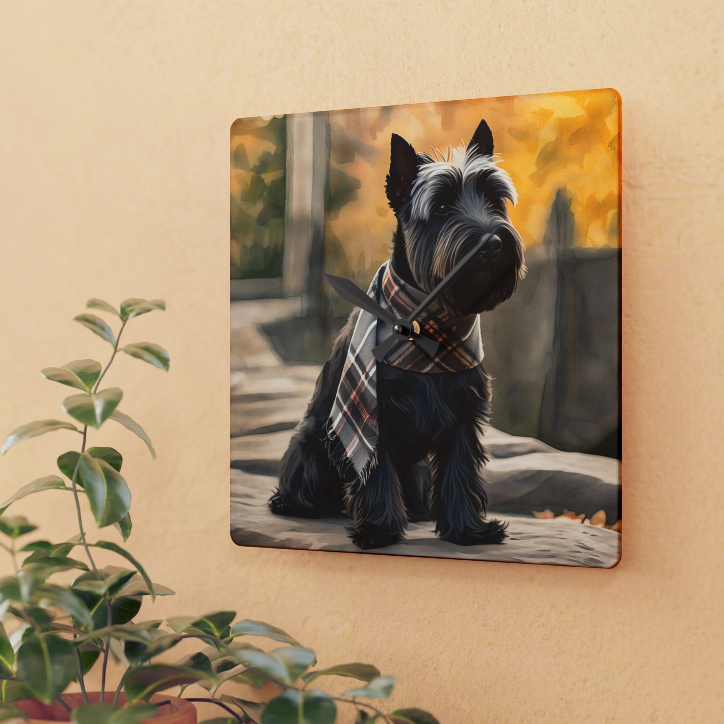 Scottish Terrier Wall Clock – Classic Dog Lover Gift – Watercolor Scottie Art