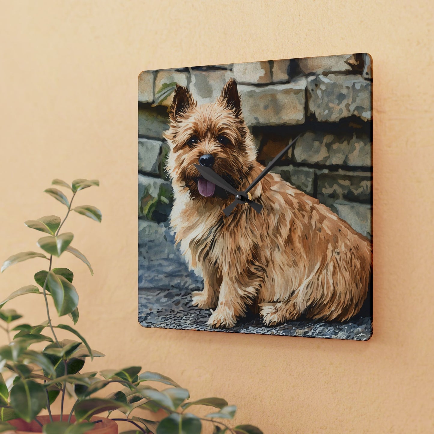 Norwich Terrier Wall Clock – Playful Dog Lover Gift – Watercolor Norwich Terrier Art