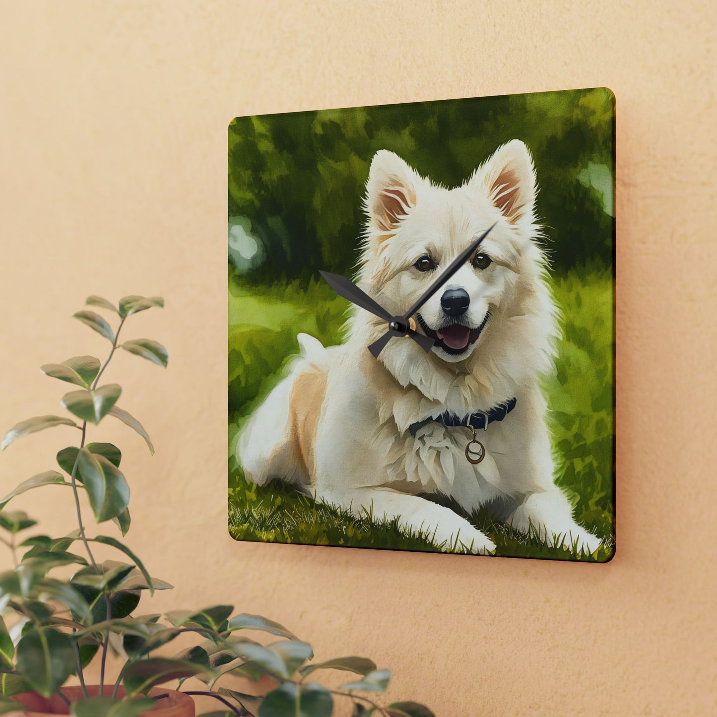 American Eskimo Dog Wall Clock | Charming Dog Lover Gift | Watercolor Dog Art Home Décor