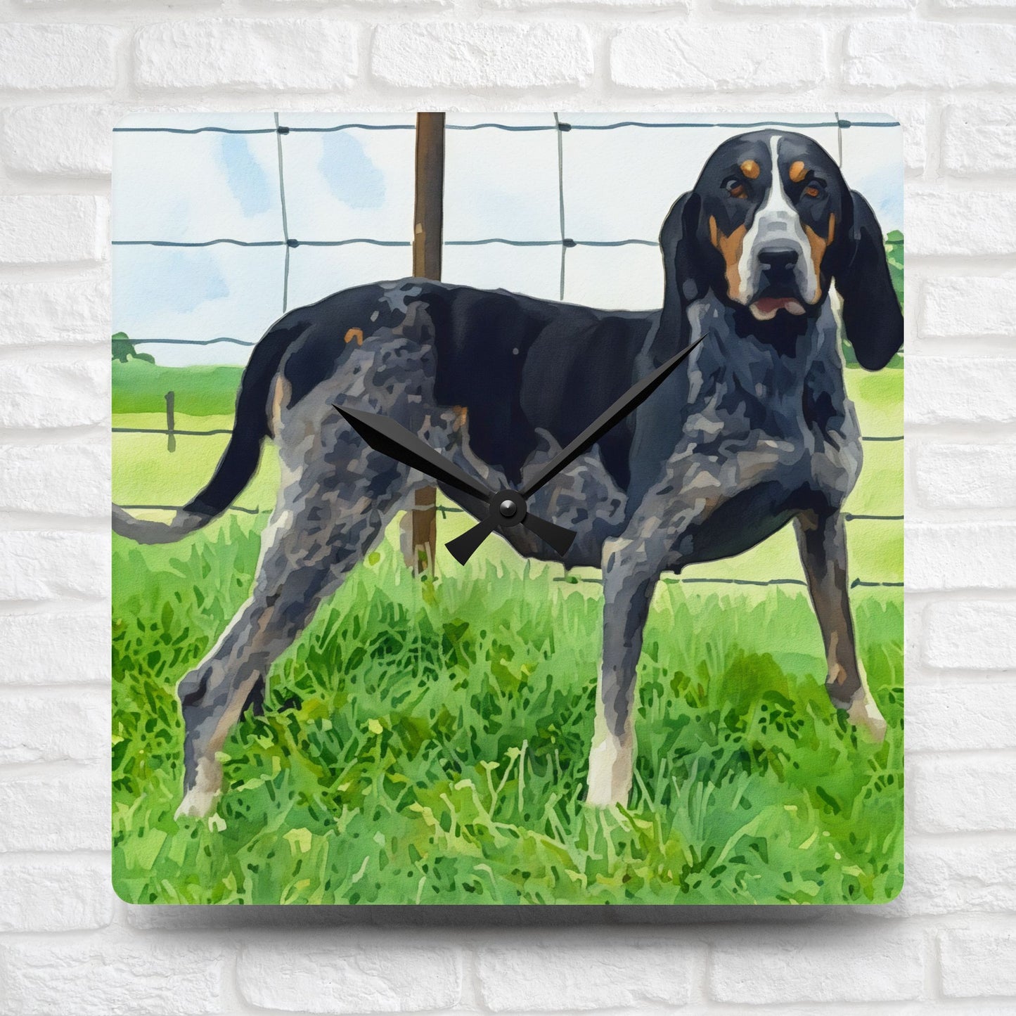 Bluetick Coonhound Wall Clock | Dog Lover Gift | Stylish Acrylic Clock with Bluetick Art