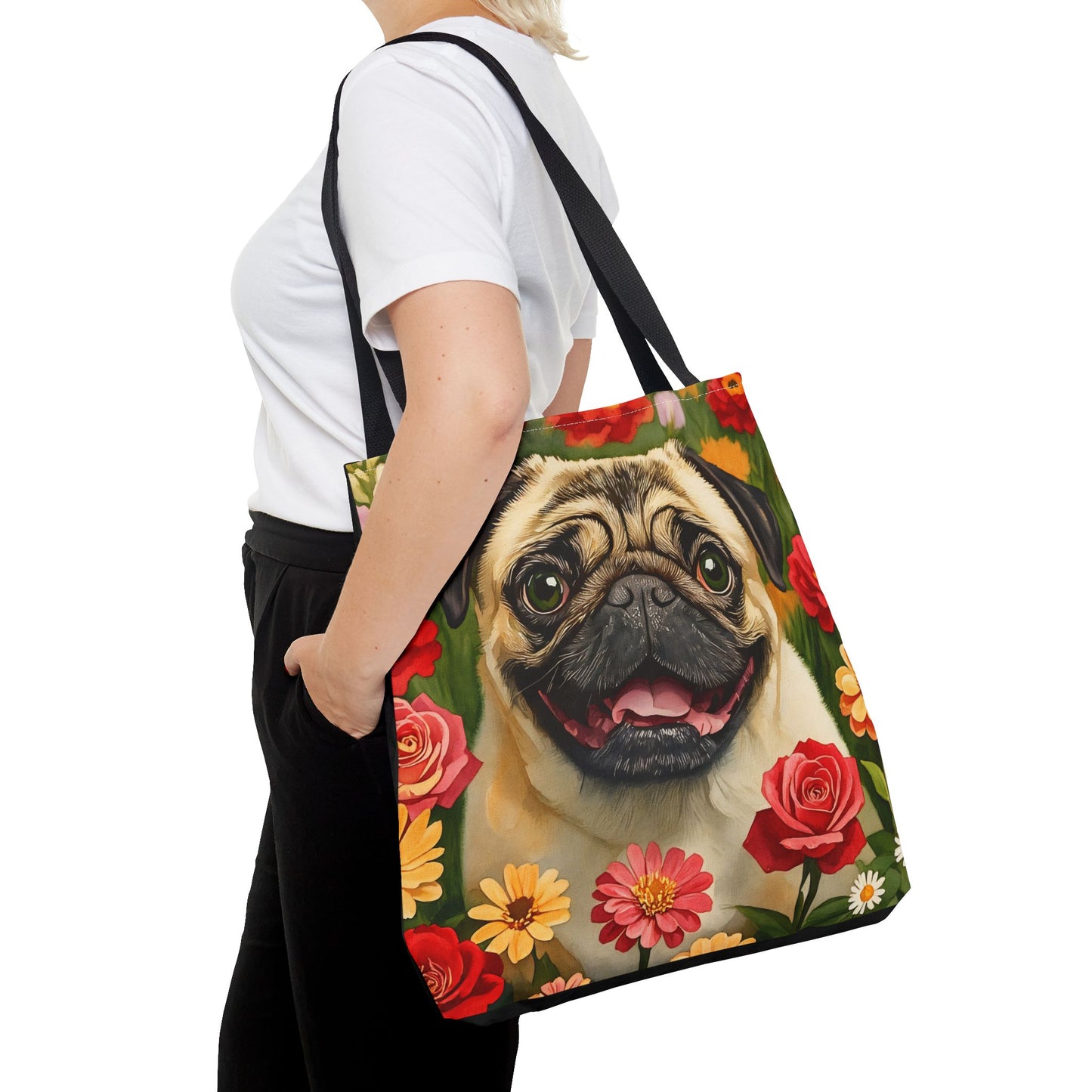 Pug Tote Bag – Cute Dog Lover Gift – Watercolor Pug Art