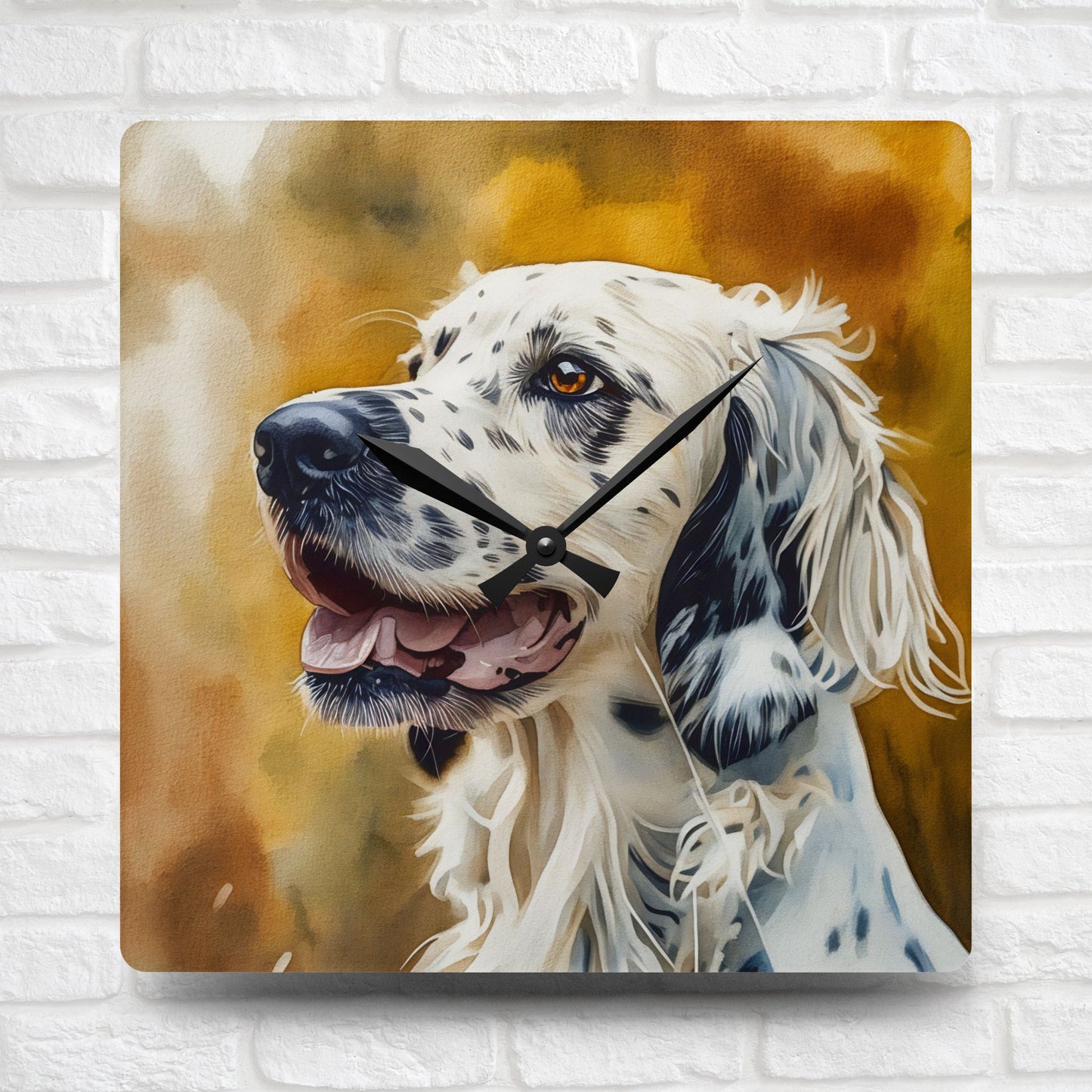 English Setter Wall Clock – Watercolor Dog Art Home Décor
