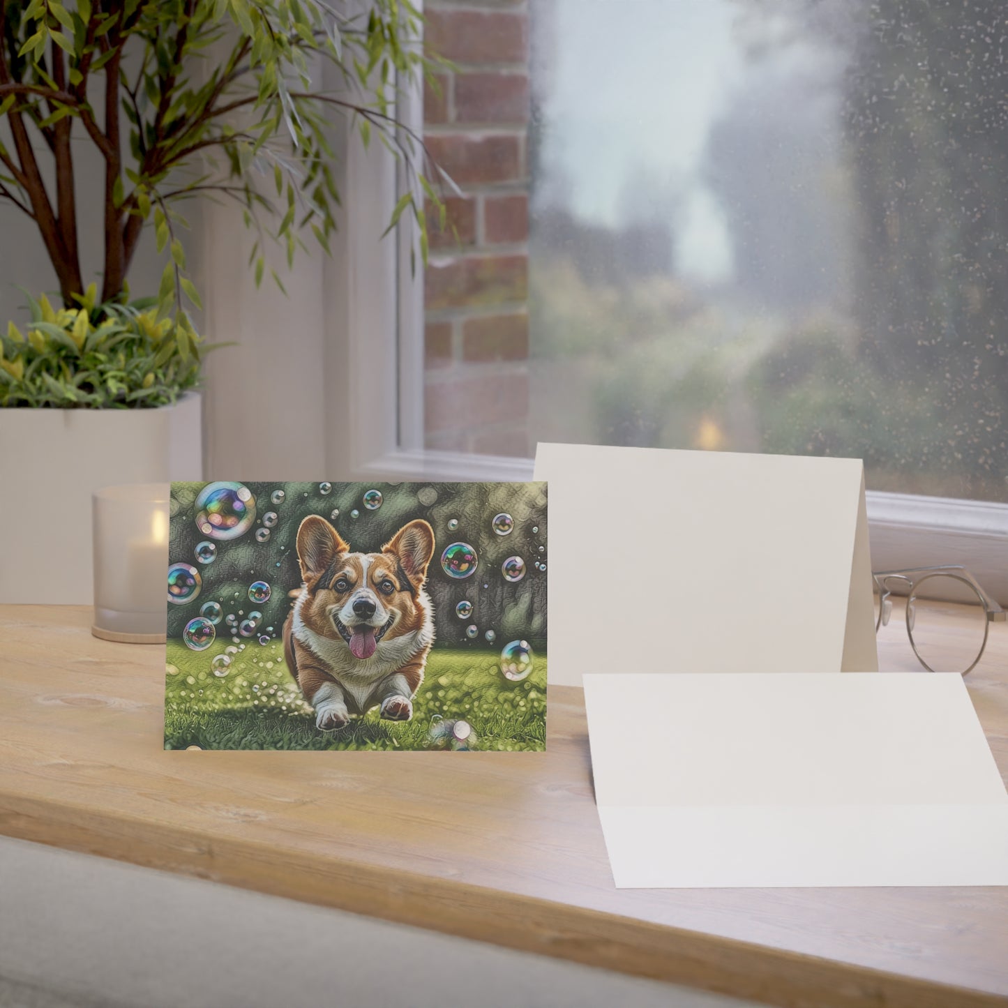 Corgi Greeting Card Set - Oil-Painted Dog Art | Blank Inside | Envelopes Included