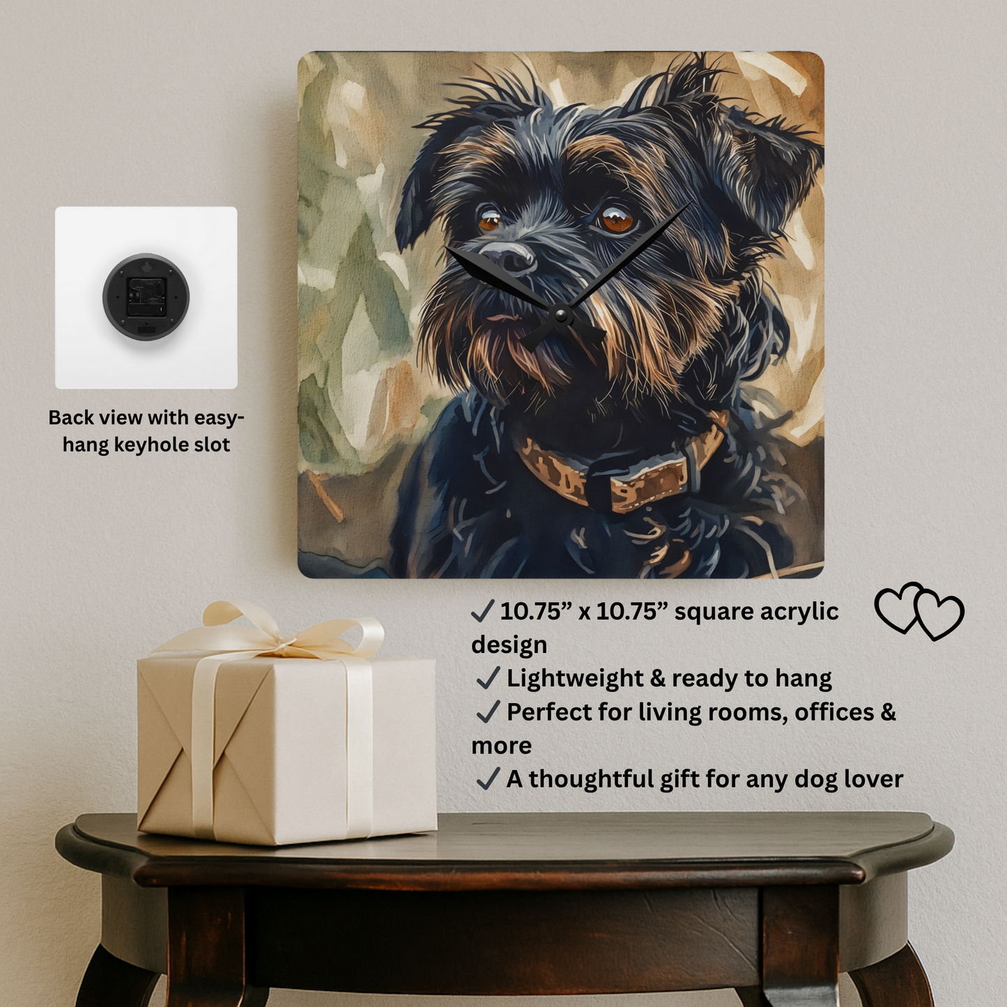 Affenpinscher Wall Clock | Funny Little Dog Lover Gift | Watercolor Dog Art Home Décor