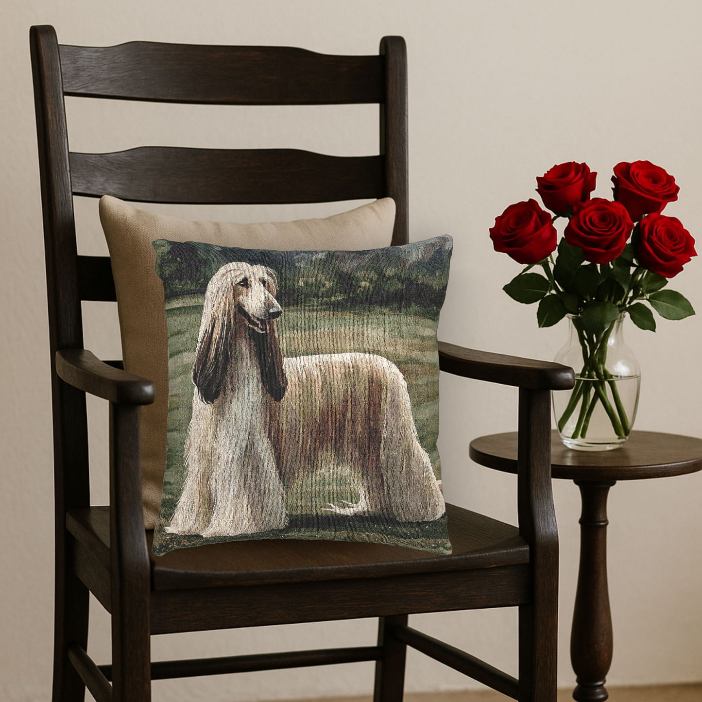 Afghan Hound Woven Pillow | Elegant Tapestry Dog Lover Gift