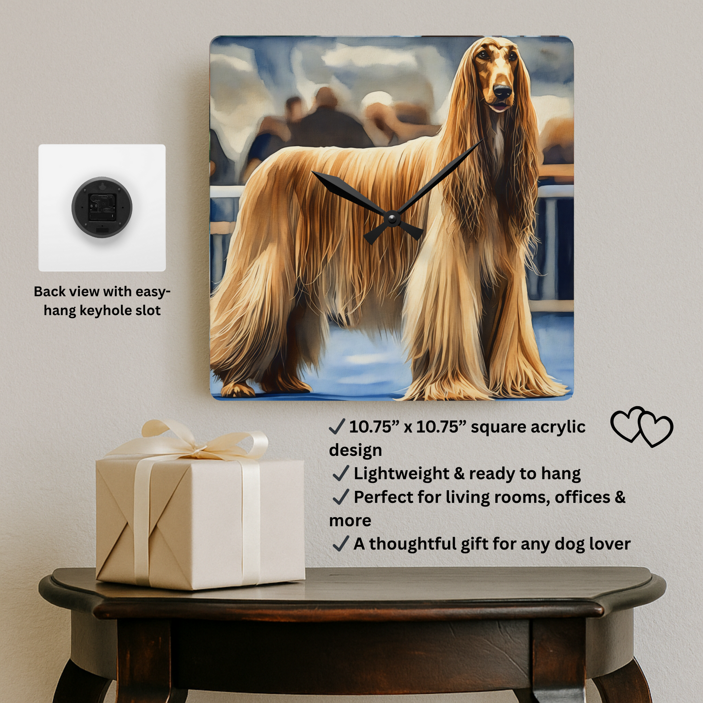 Afghan Hound Wall Clock | Elegant Dog Lover Gift | Watercolor Dog Art Home Décor