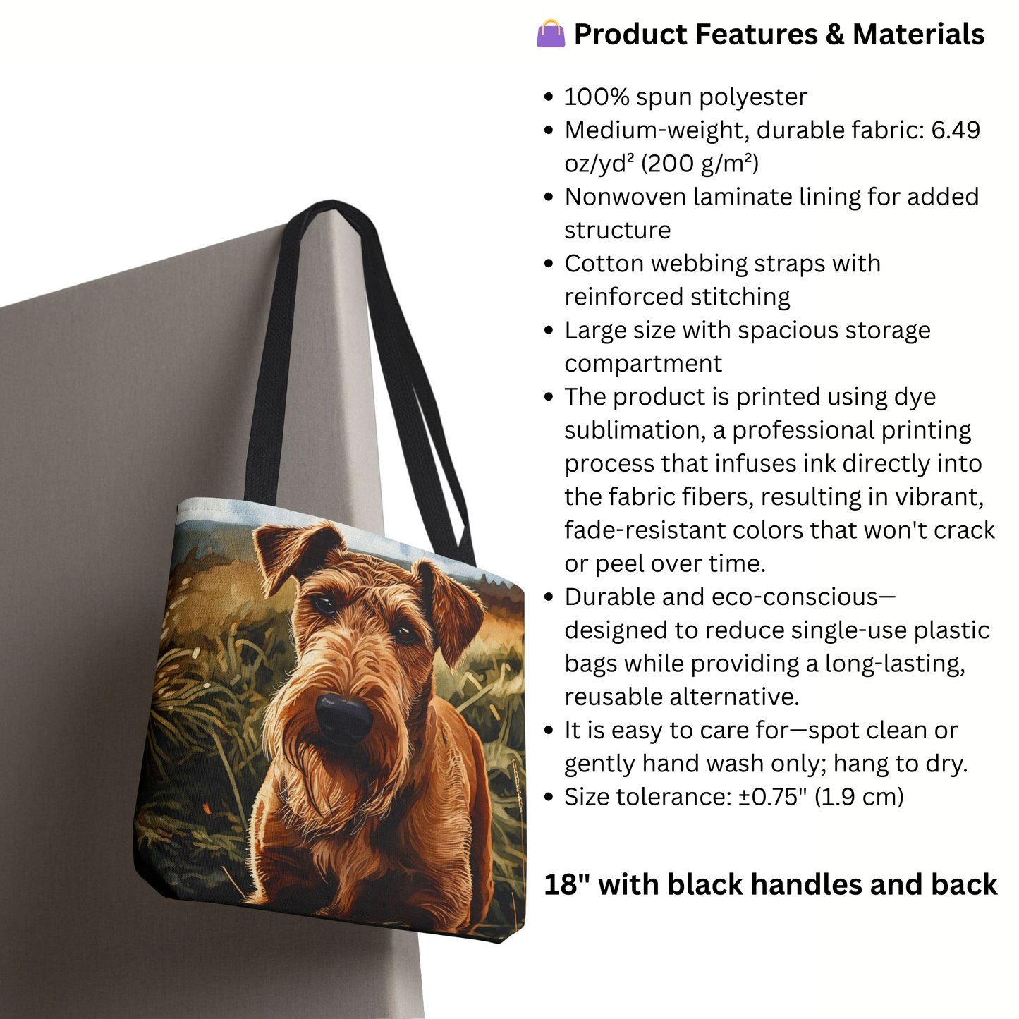Airedale Terrier Tote Bag | King of Terriers Gift | Durable Reusable Bag