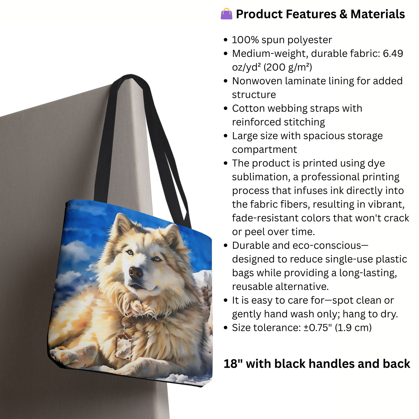 Alaskan Malamute Tote Bag – Dog Lover Gift with Malamute Watercolor Art