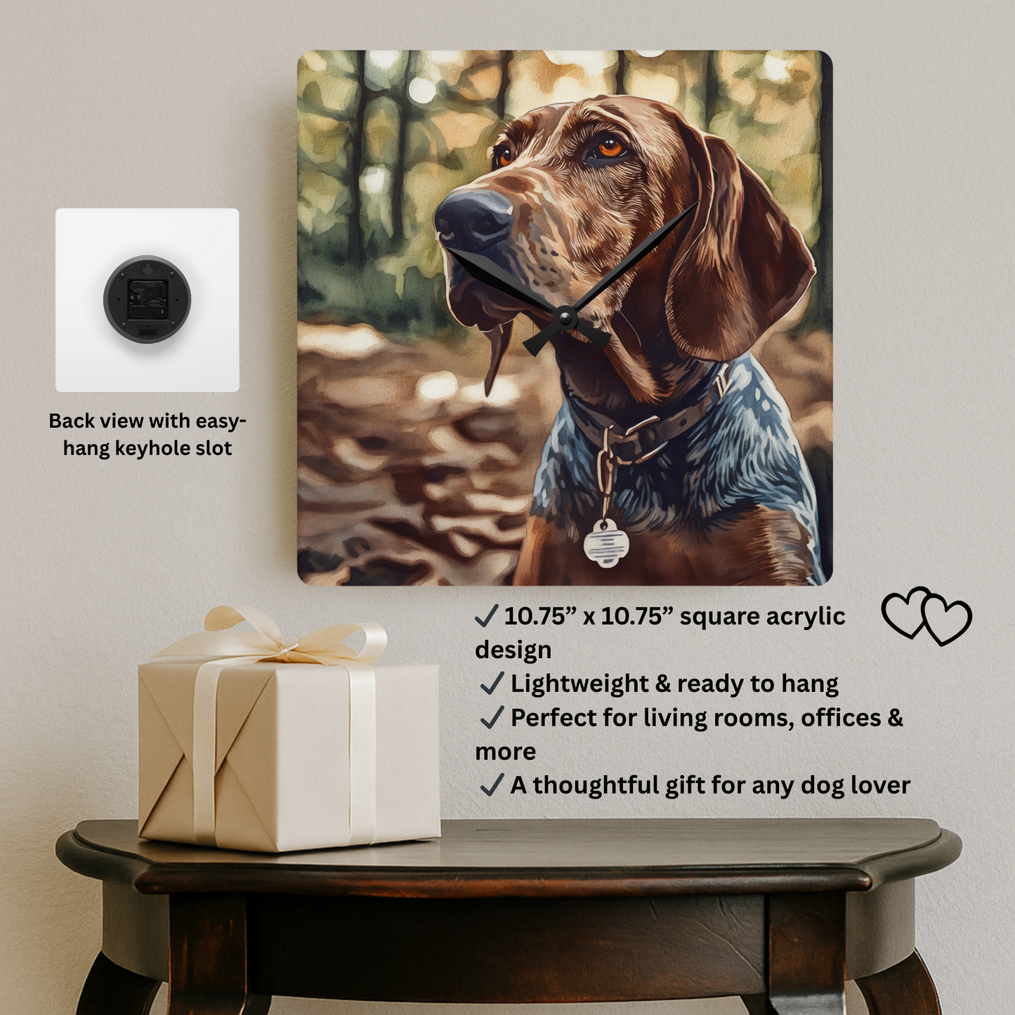 American English Coonhound Wall Clock | Hound Lover Gift | Watercolor Dog Art Home Décor