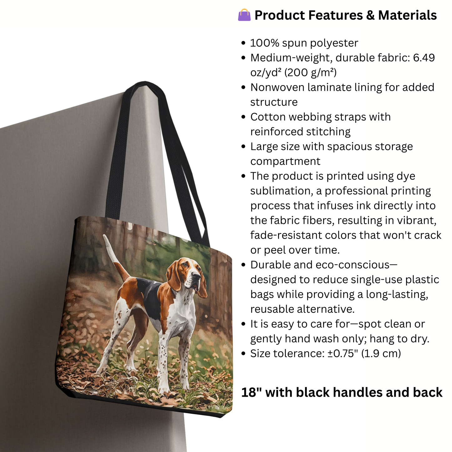 American English Coonhound Tote Bag – Dog Lover Gift with Coonhound Watercolor Art