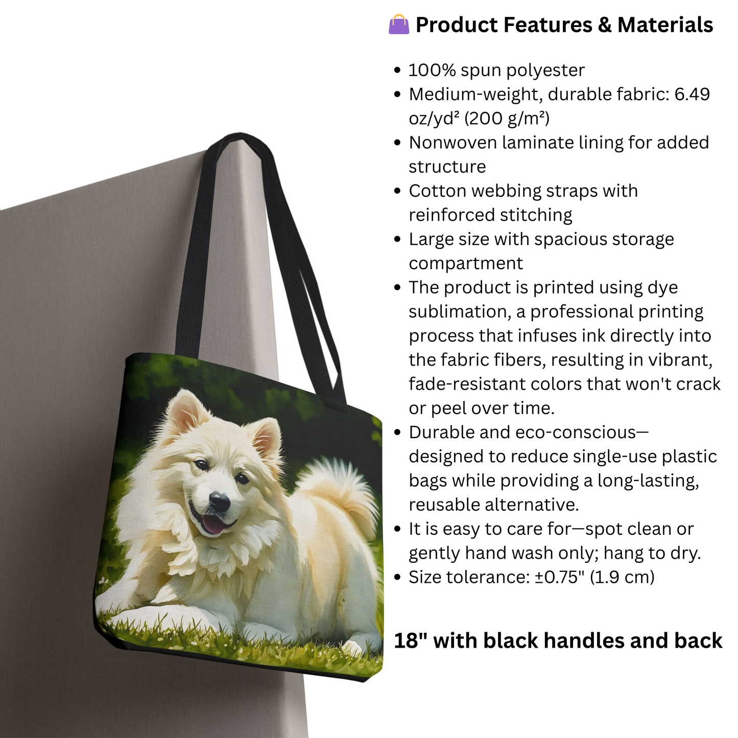 American Eskimo Dog Tote Bag – Dog Lover Gift with Eskie Watercolor Art
